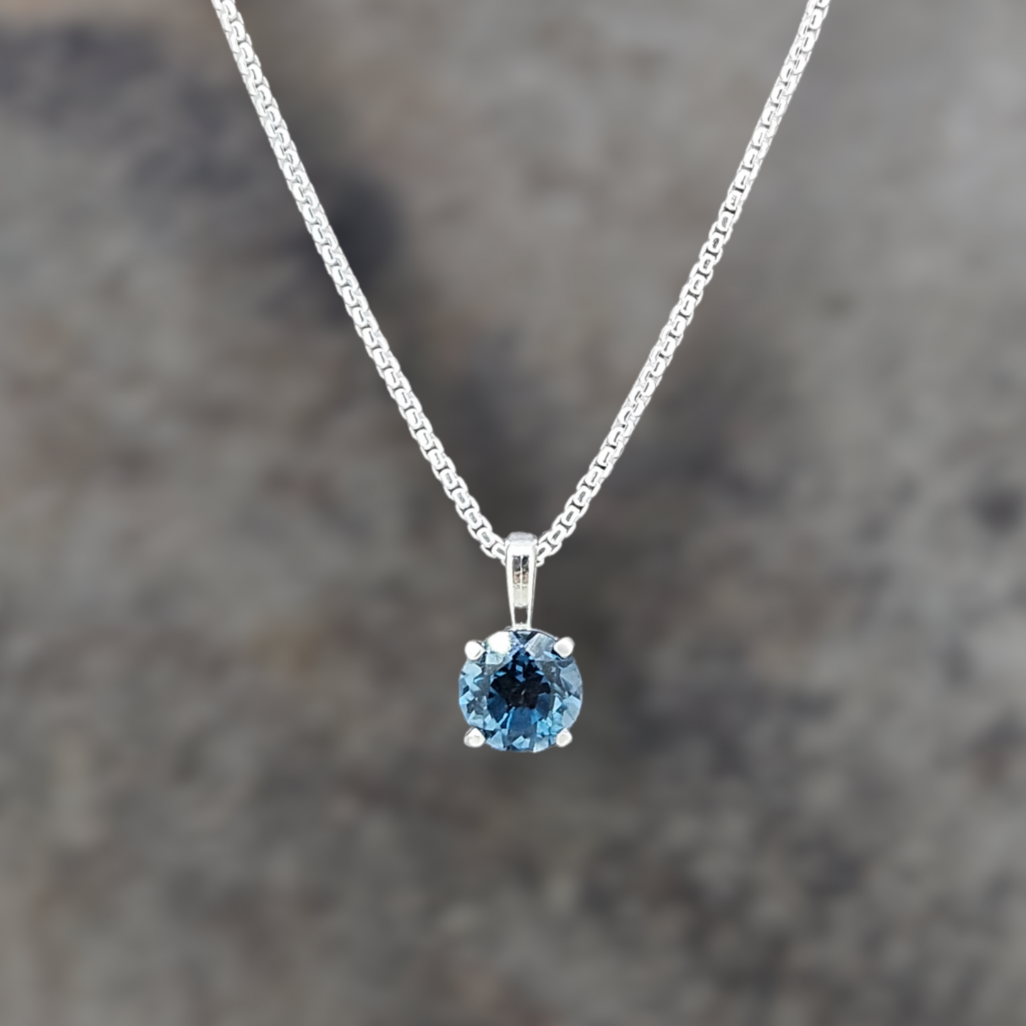 London Blue Topaz Solitaire Necklace
