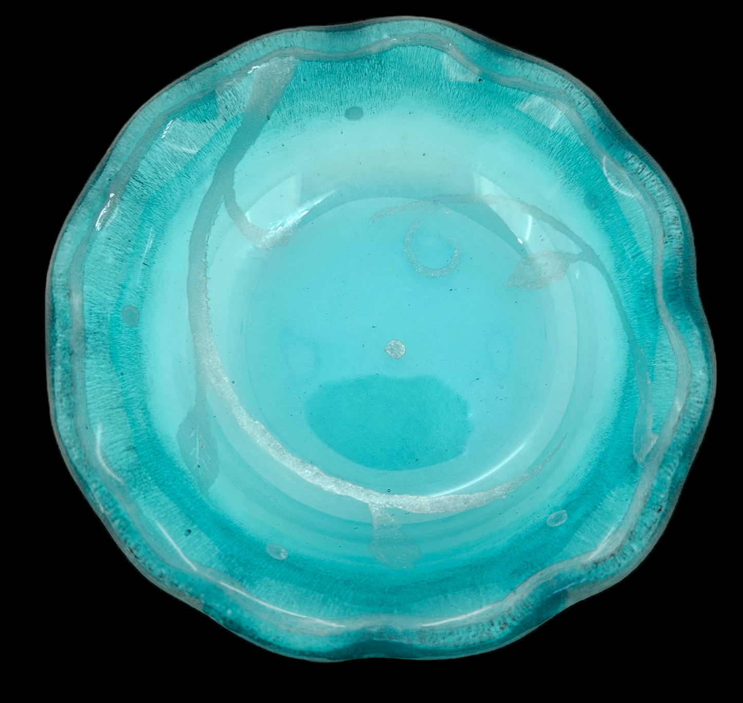 Handmade Fused Glass Blue Swirl Dish