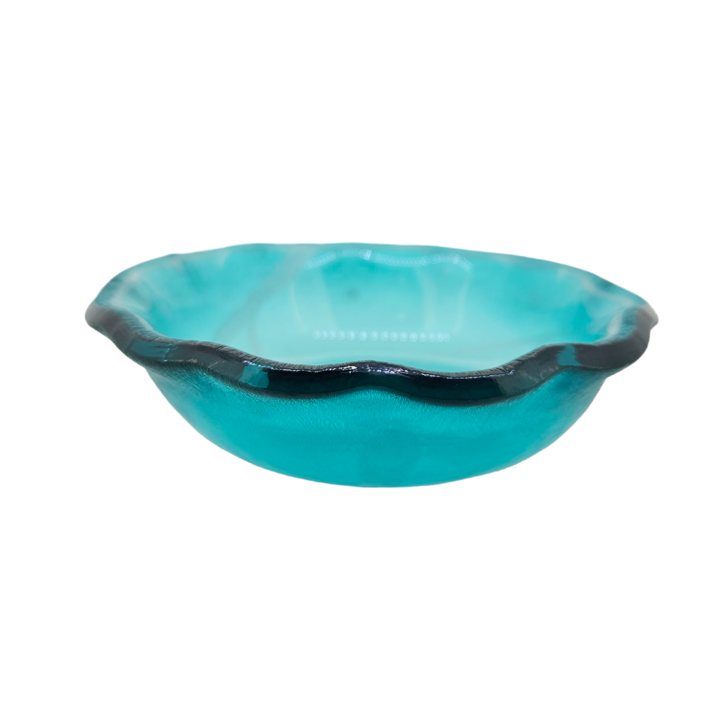 Handmade Fused Glass Blue Swirl Dish