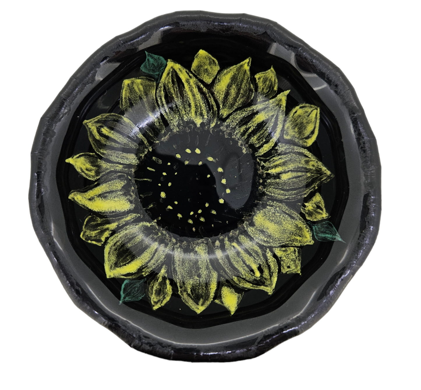 Hand Painted Sunflower Fused Glass Dish