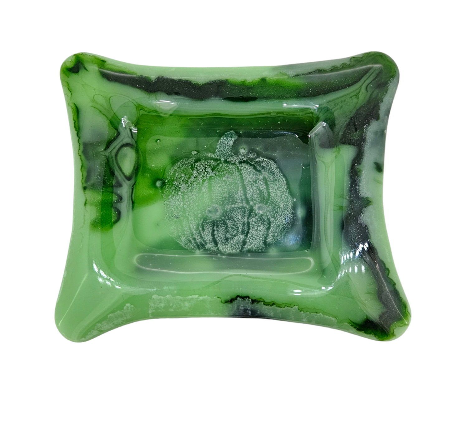 Handmade Green Pumpkin Fused Glass Dish