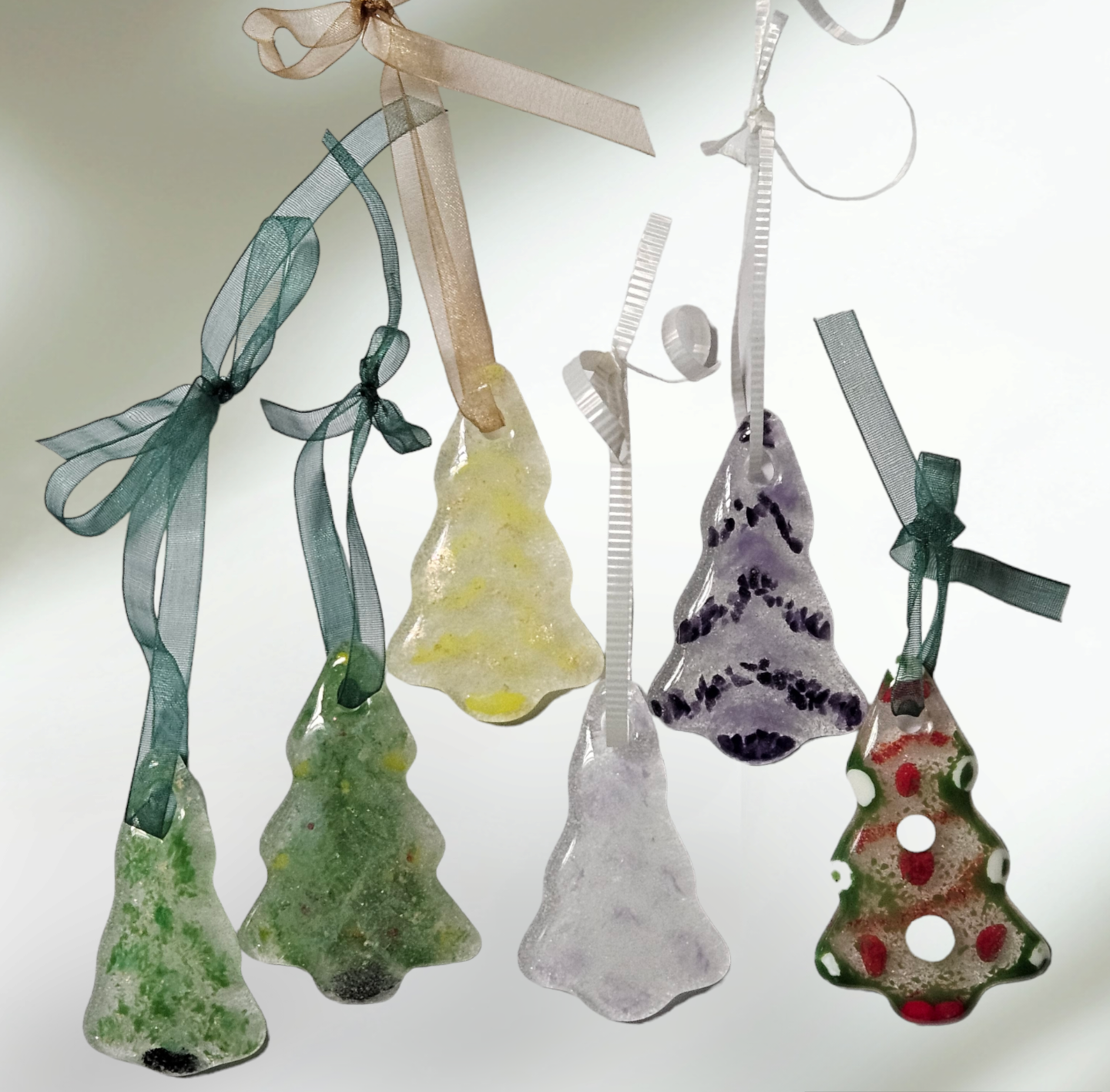 Small Christmas Tree Ornaments with Ribbon