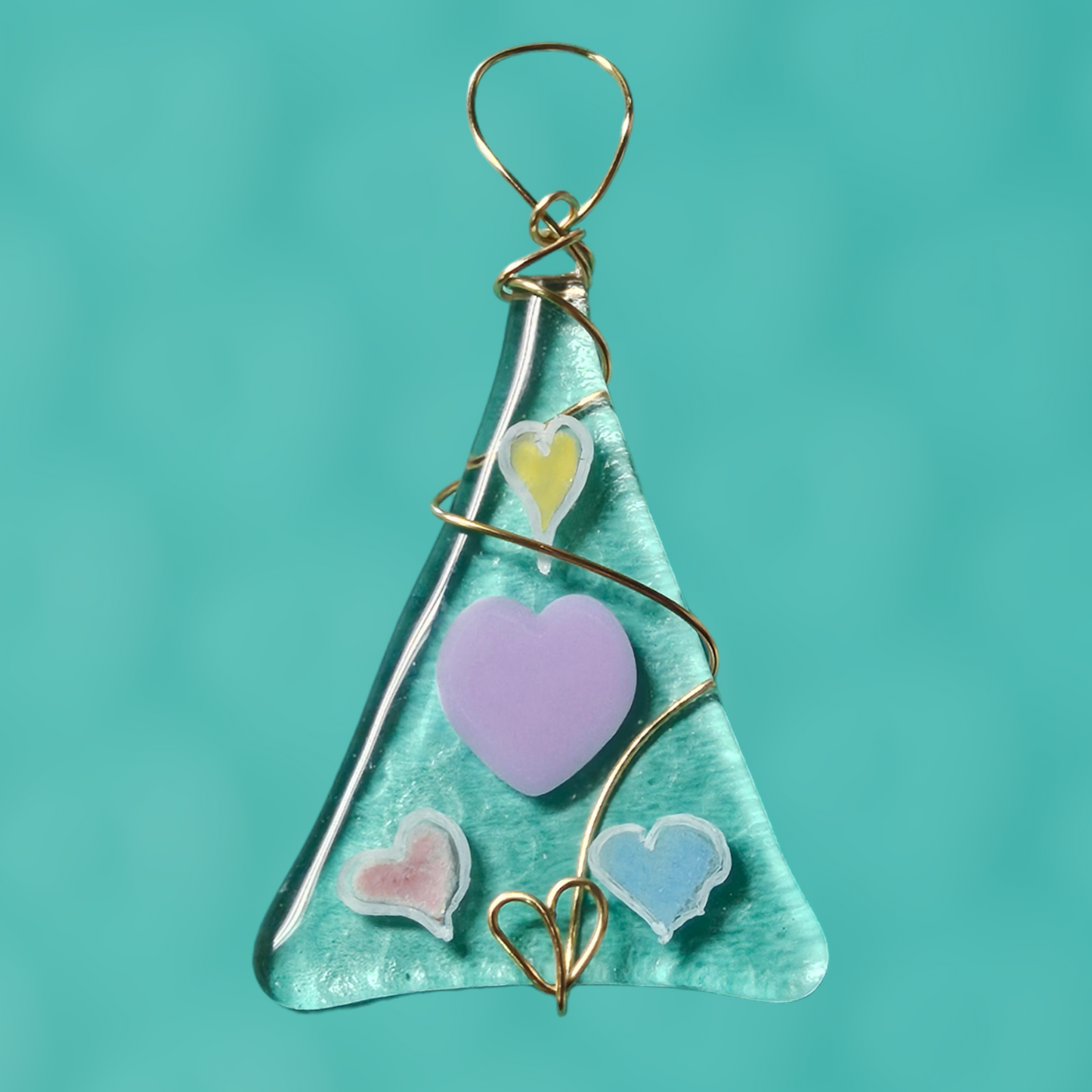 Hand Painted Fused Glass Heart Suncatcher