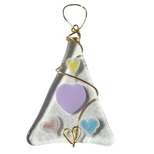 Hand Painted Fused Glass Heart Suncatcher