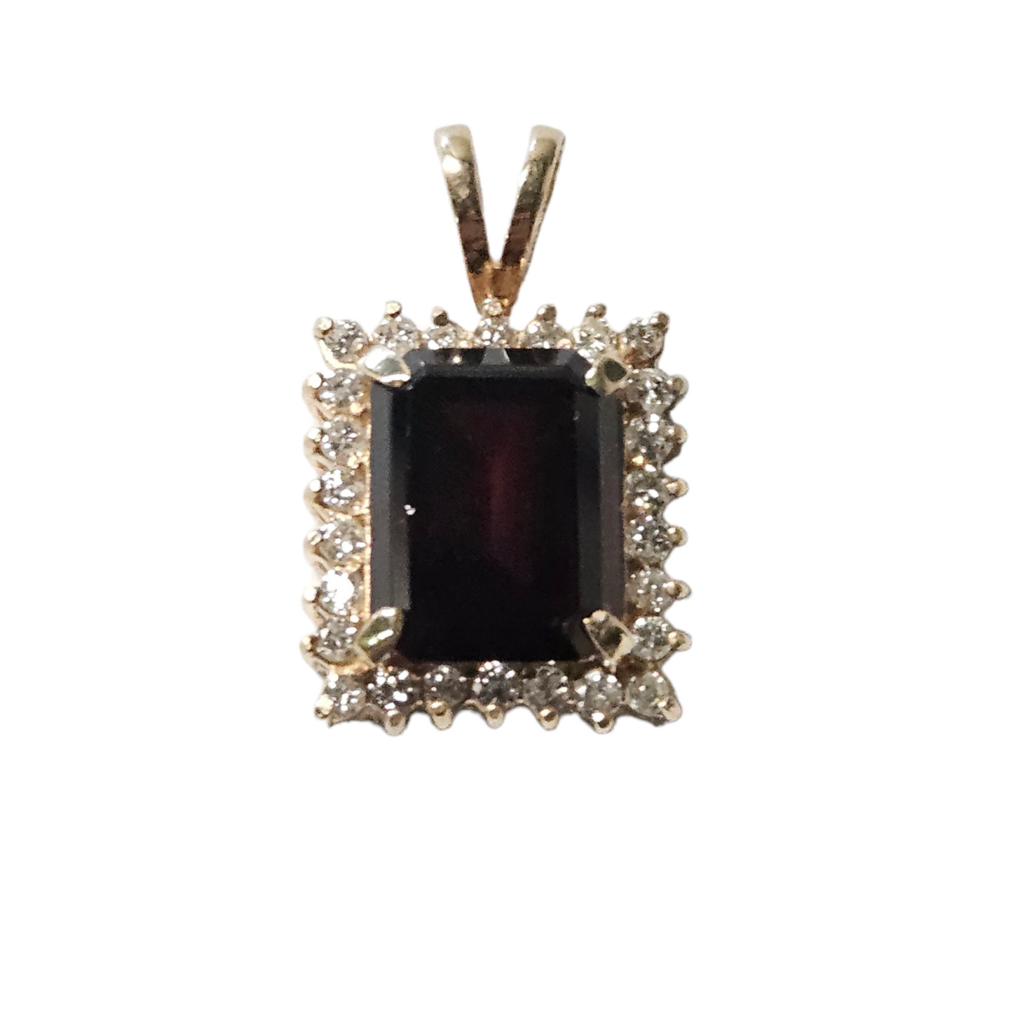 Garnet and Diamond Halo Pendant