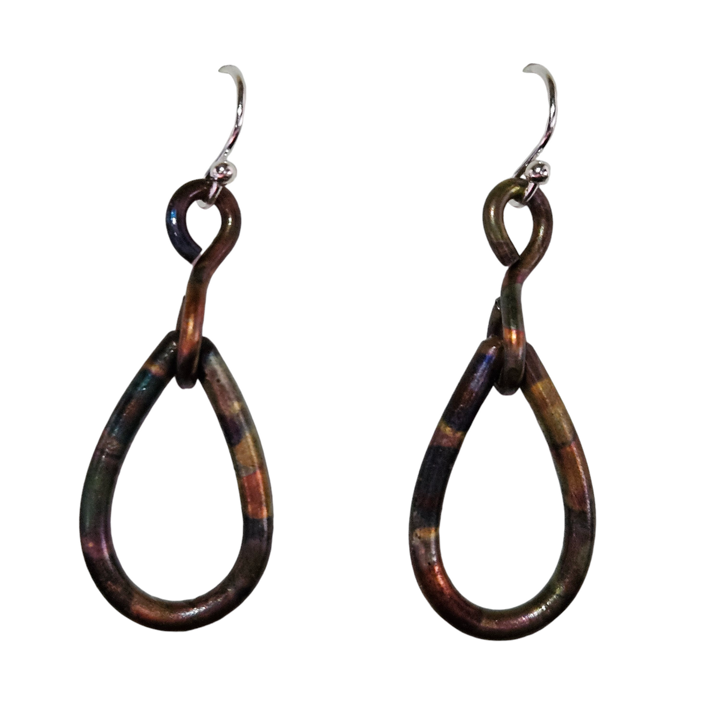 Handmade Flame Painted Copper Earrings