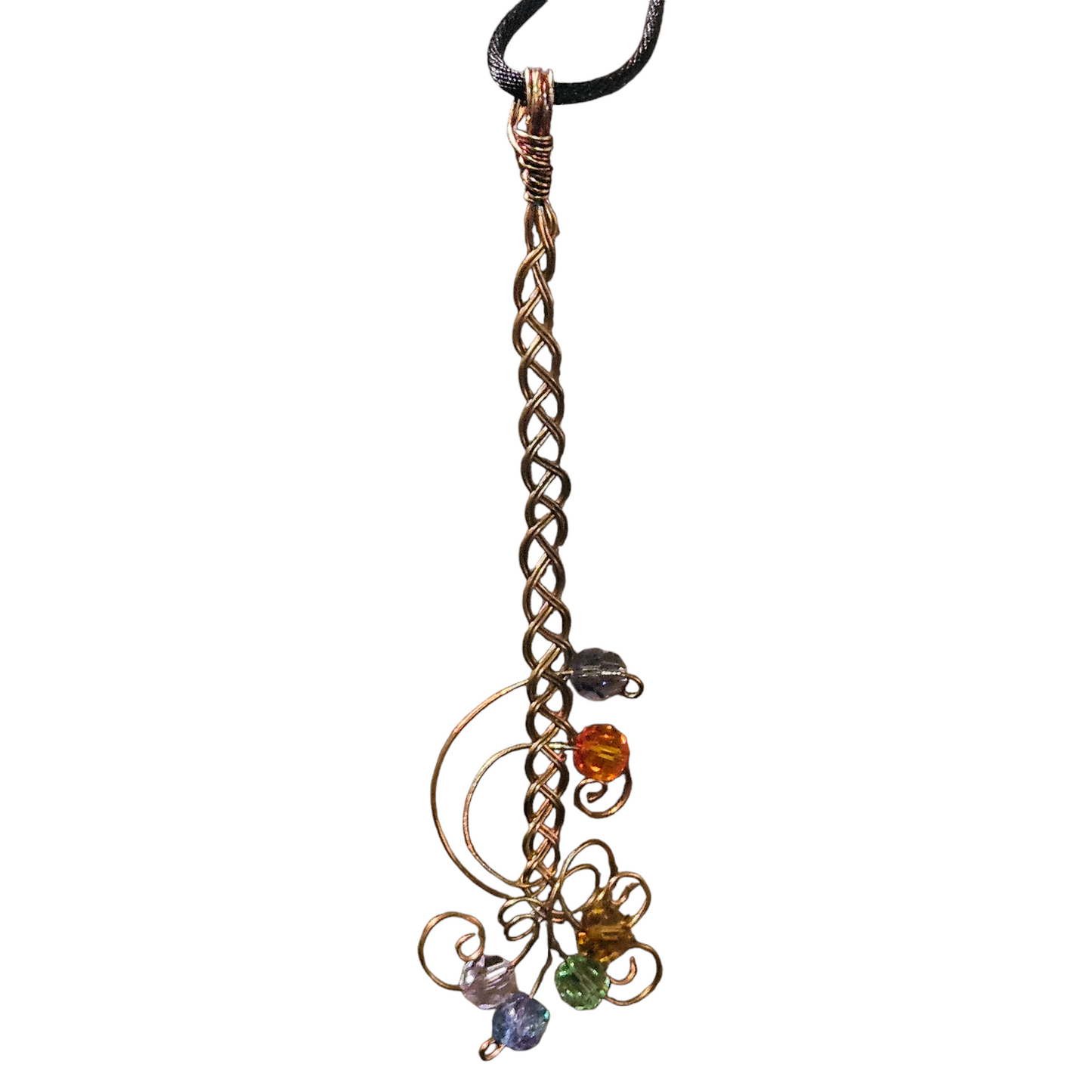 Handmade Flame Painted Necklace with Crystals