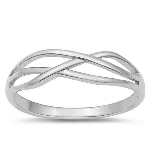 Silver Criss Cross Ring Sz. 6