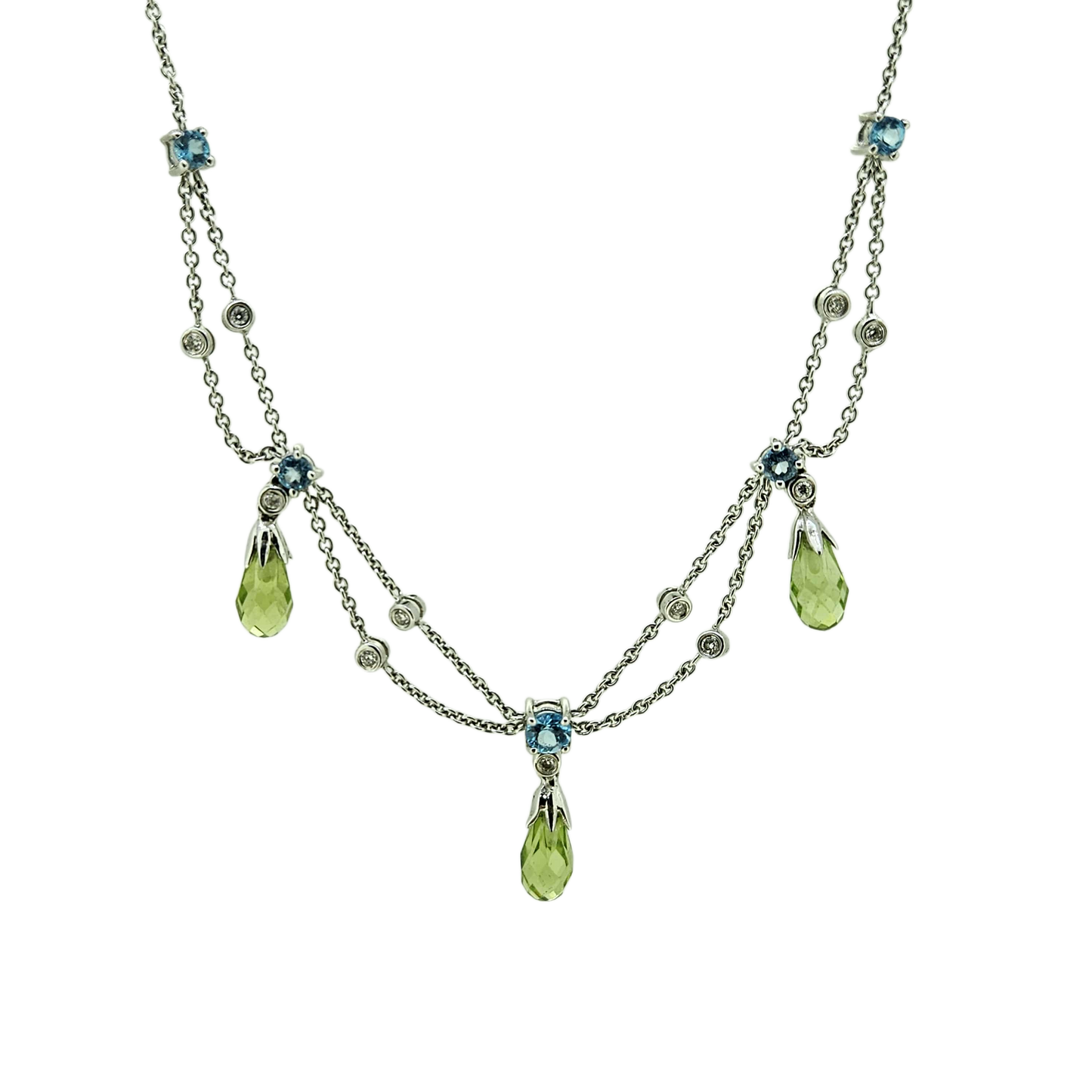 18k Peridot and Blue Topaz Necklace