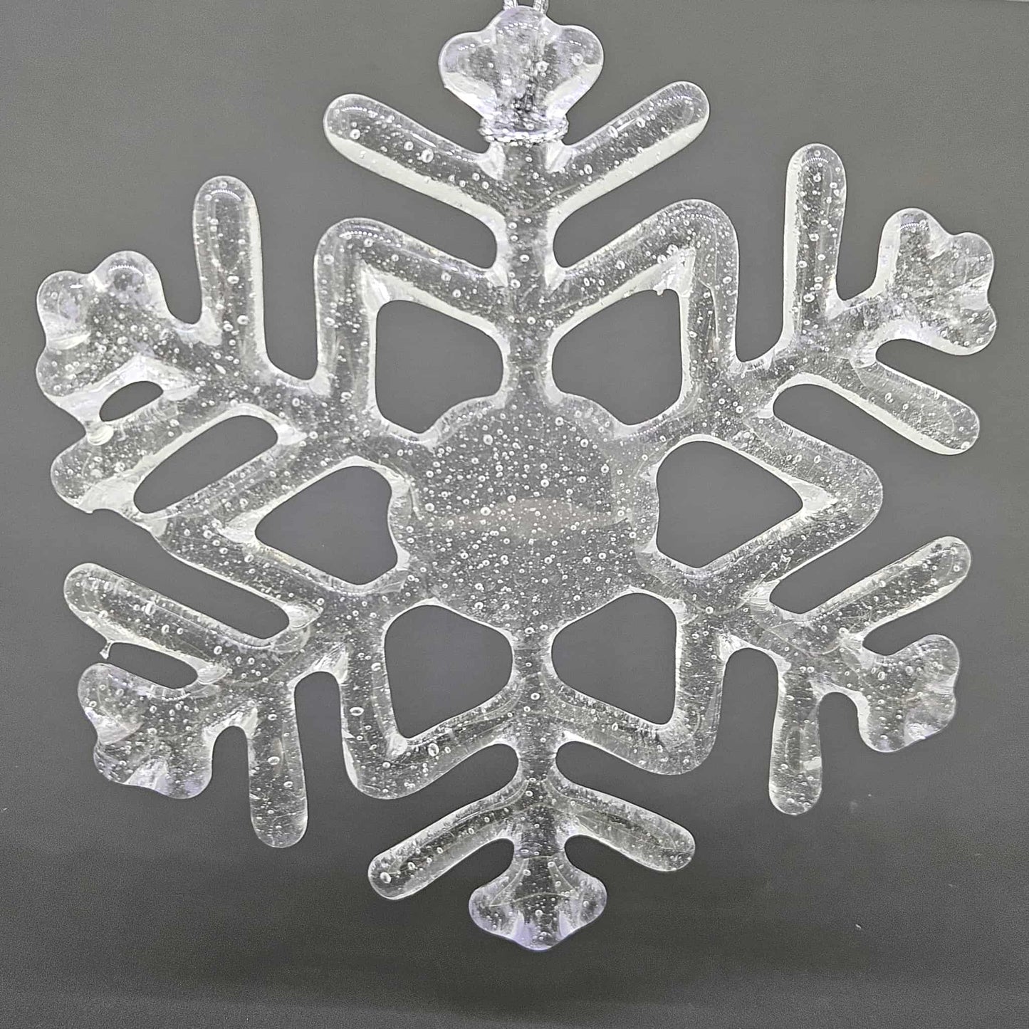 Clear Fused Glass Snowflake Ornament
