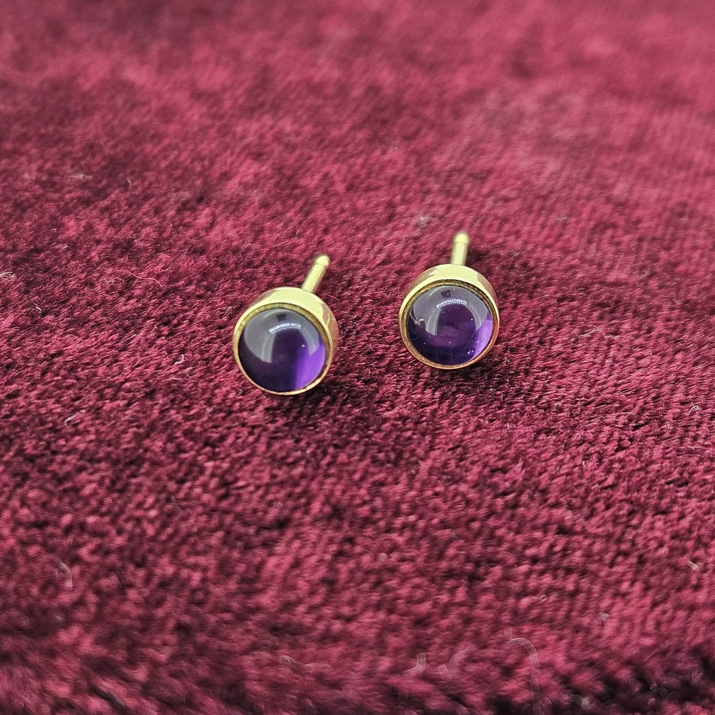 14k Bezel Set Amethyst Studs