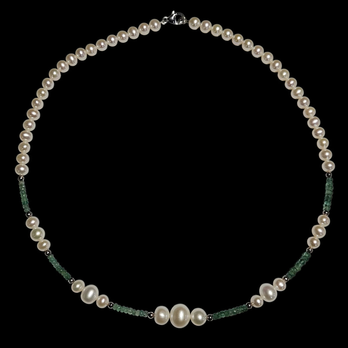 Sterling Pearl and Green Aventurine Necklace
