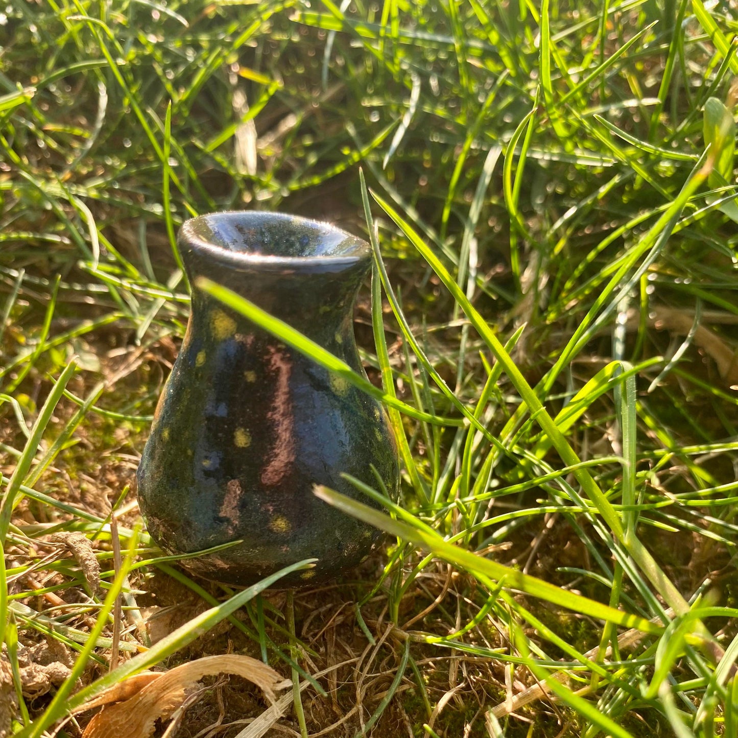 Tiny Brown Stoneware Vase