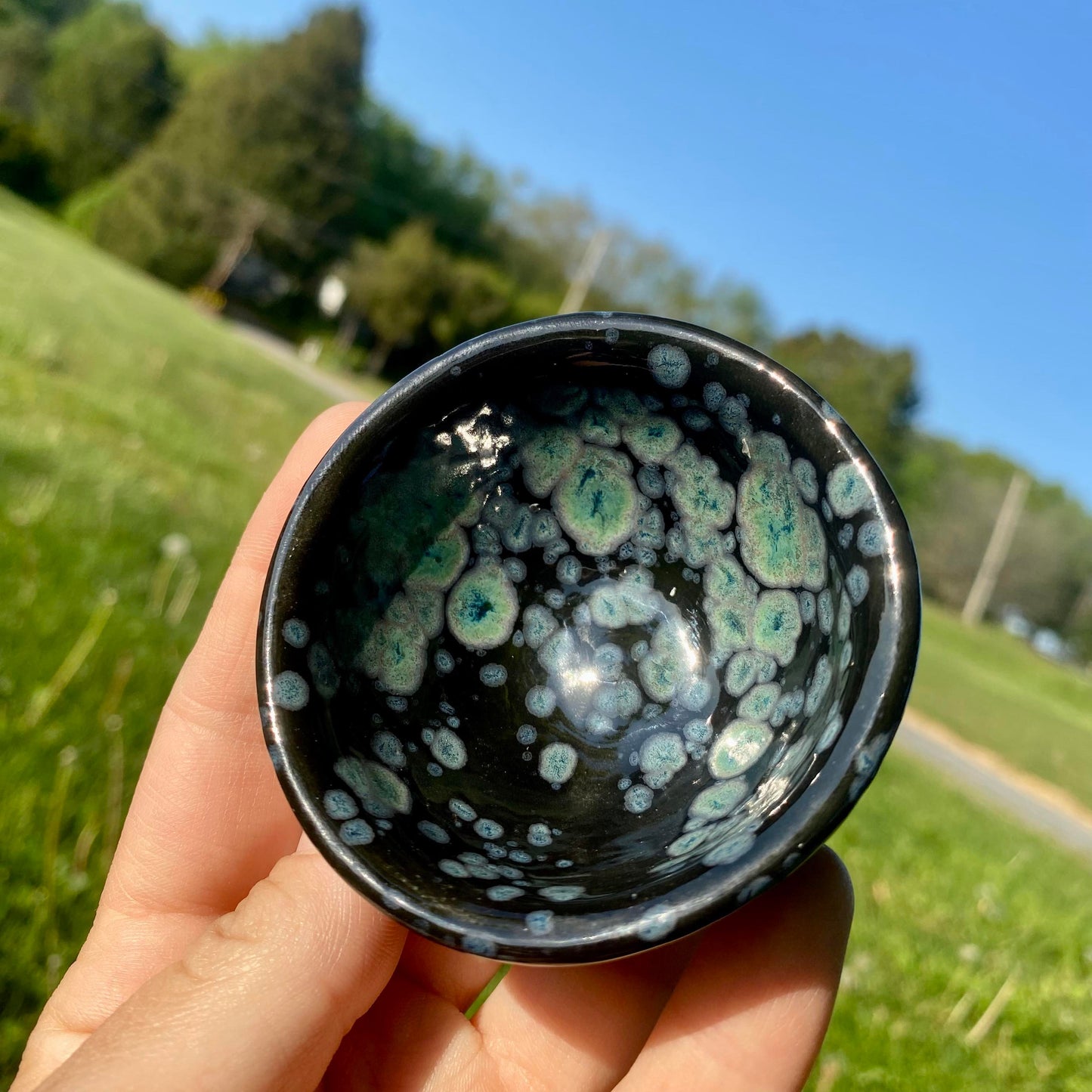 White Stoneware Obsidian Dish