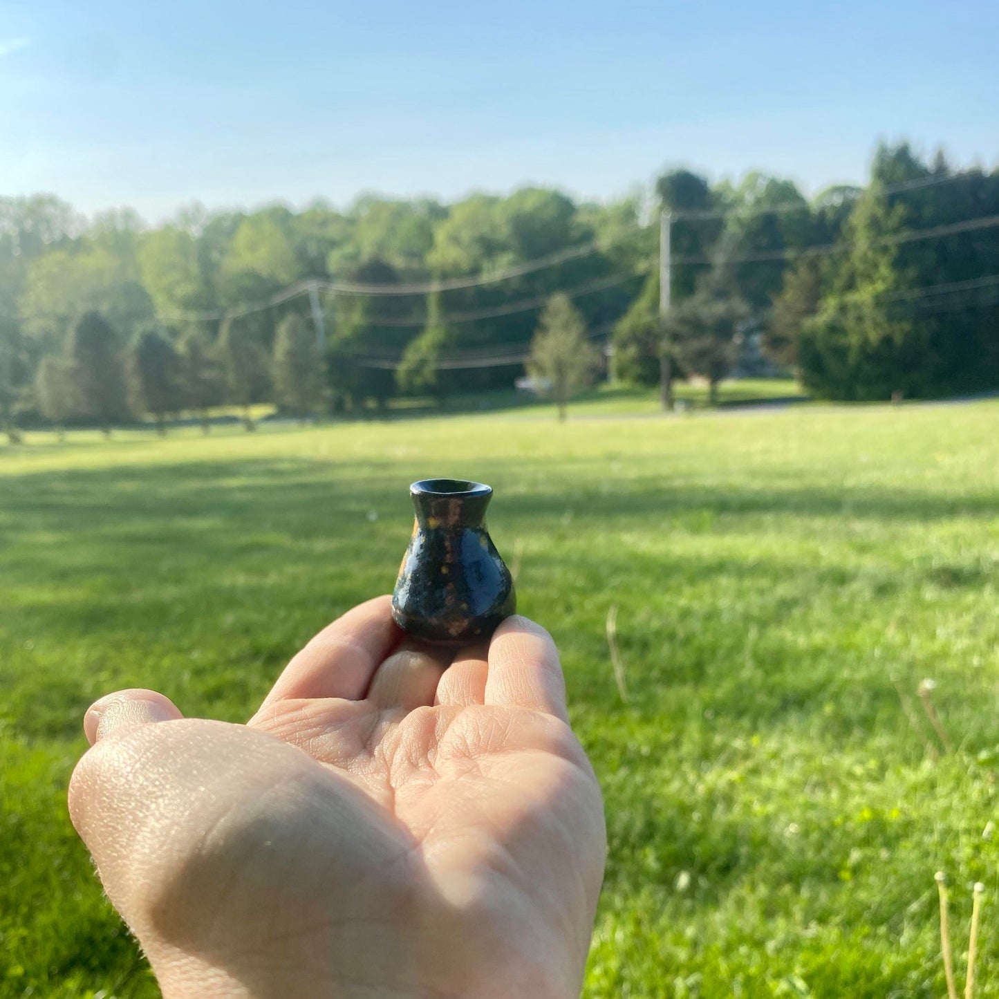 Tiny Brown Stoneware Vase