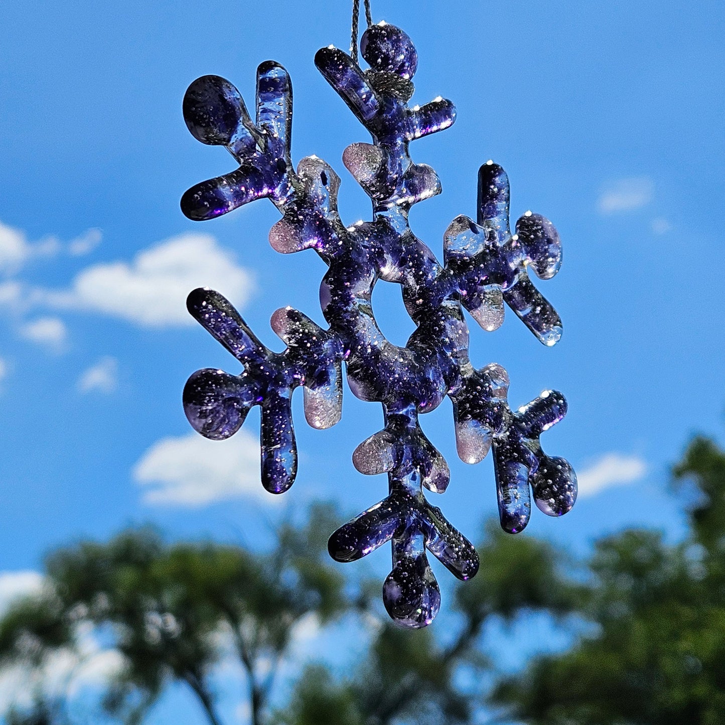 Purple Fused Glass Snowflake Ornament