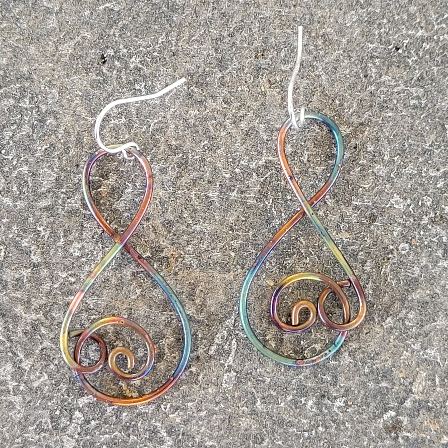 Handmade Flame Painted Copper Earrings
