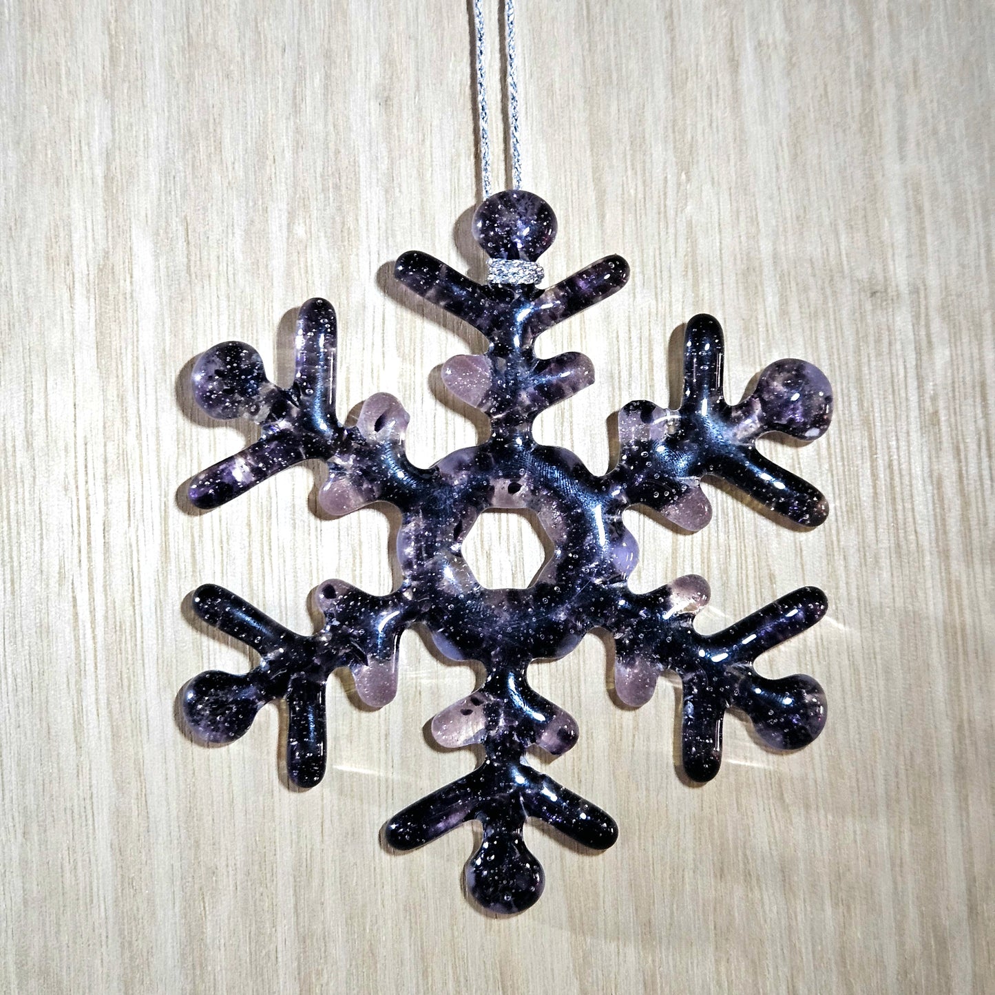 Purple Fused Glass Snowflake Ornament