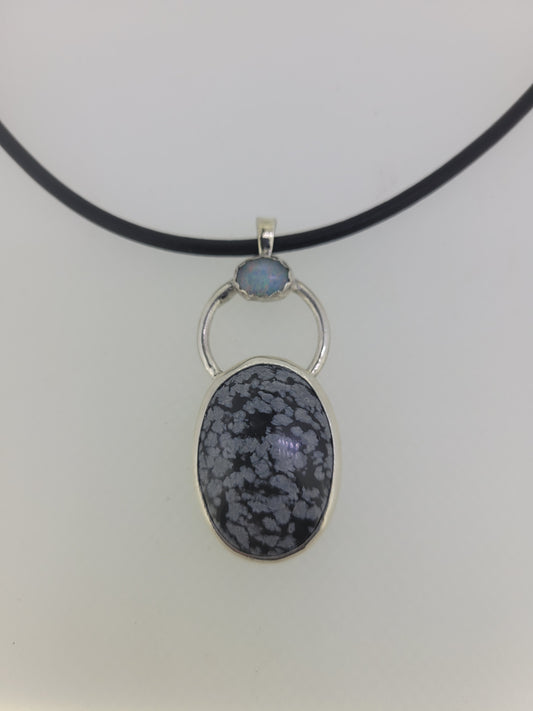 Handmade Sterling Snowflake Obsidian Pendant