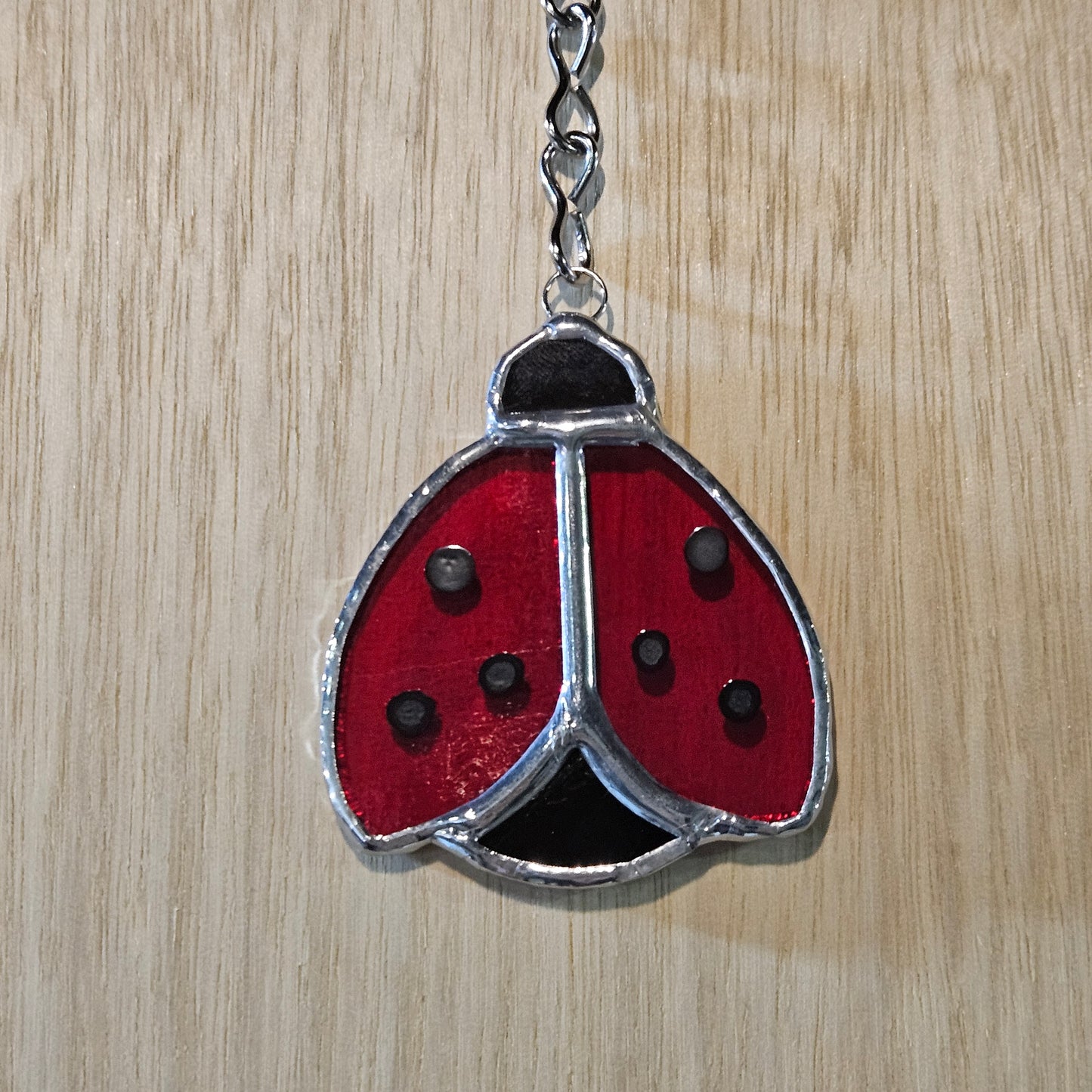 Handmade Stained Glass Ladybug Suncatcher