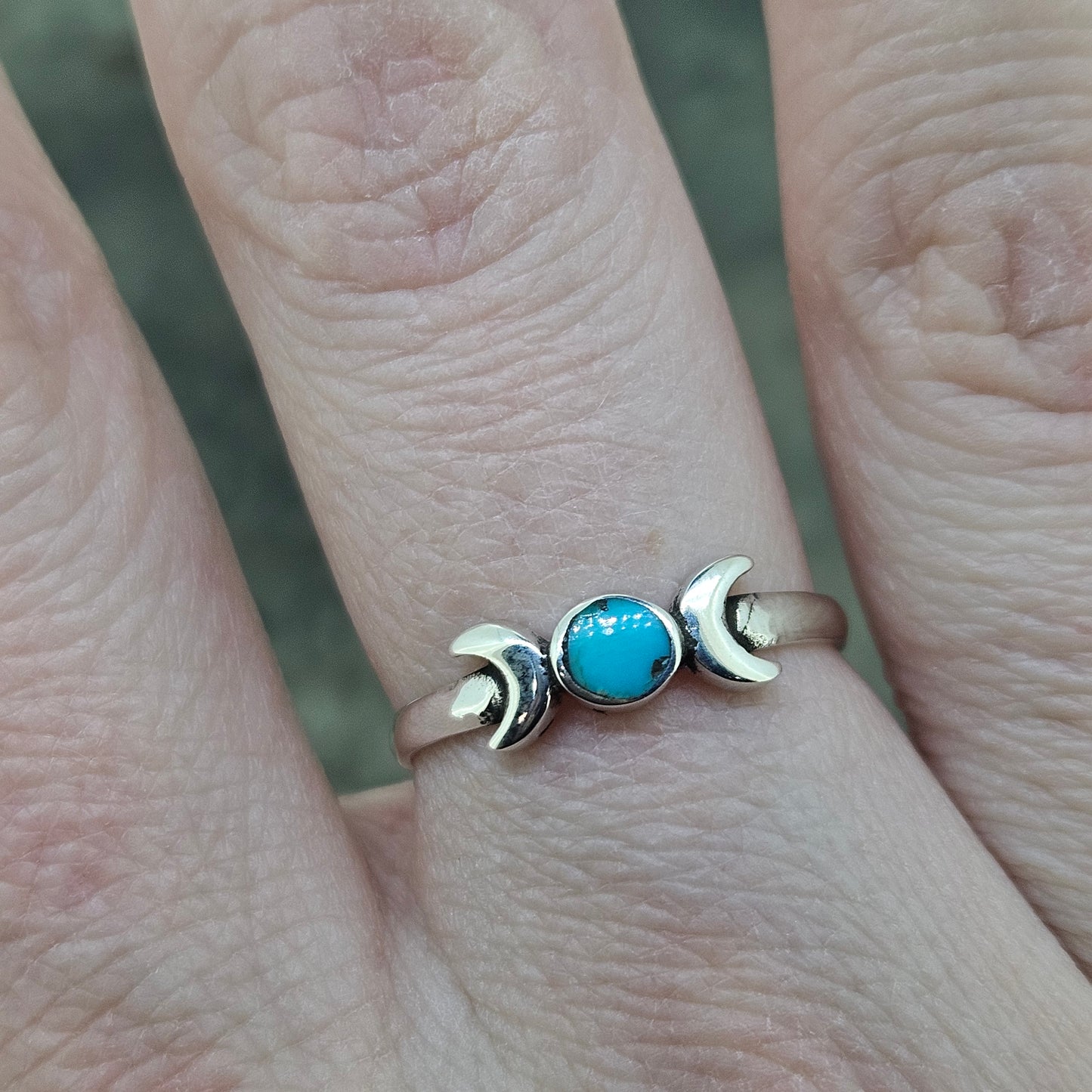 Sterling Turquoise Moon Ring sz 8