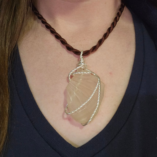 Large Genuine White Seaglass Necklace