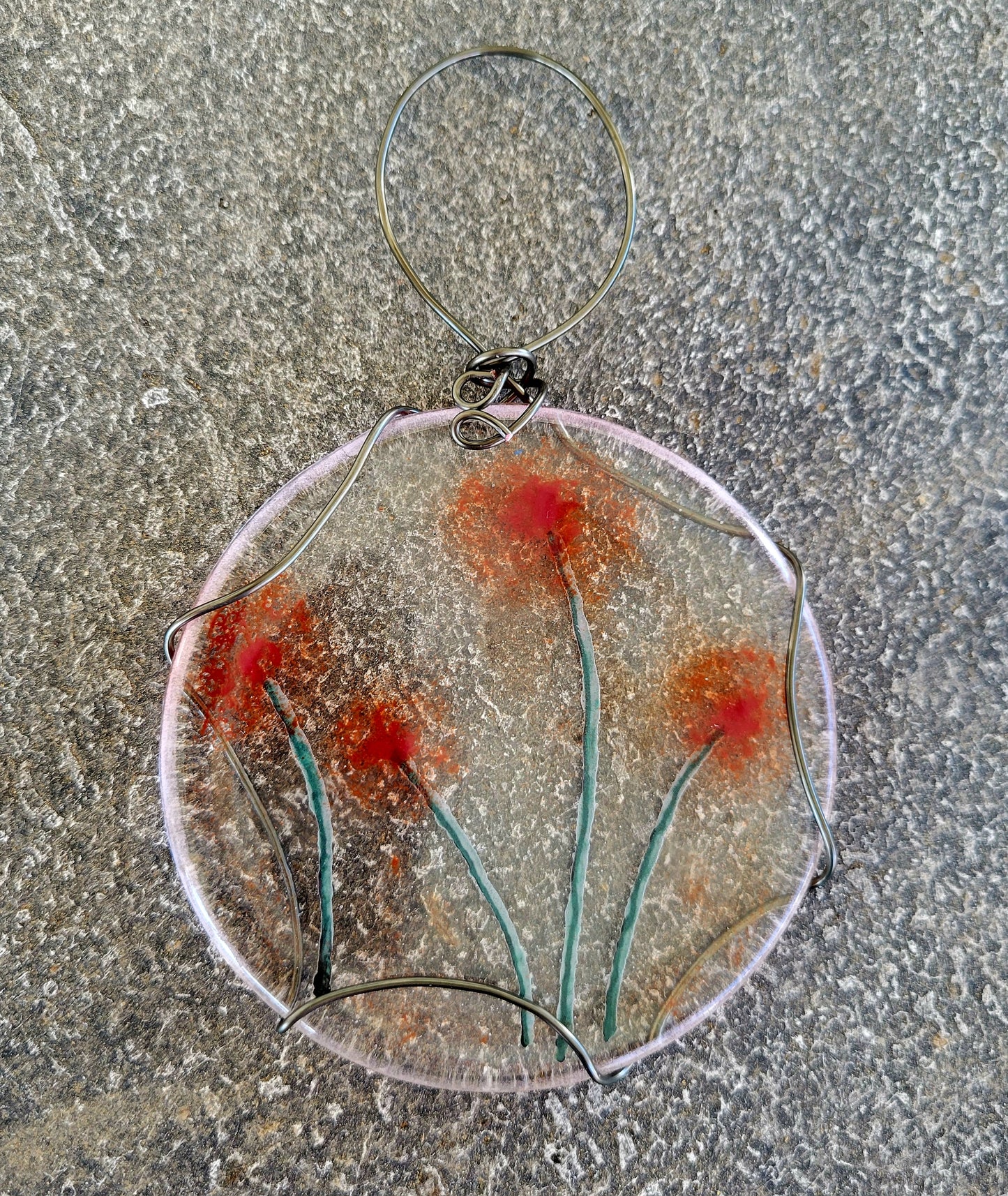 Fused Glass Floral Painted Ornament