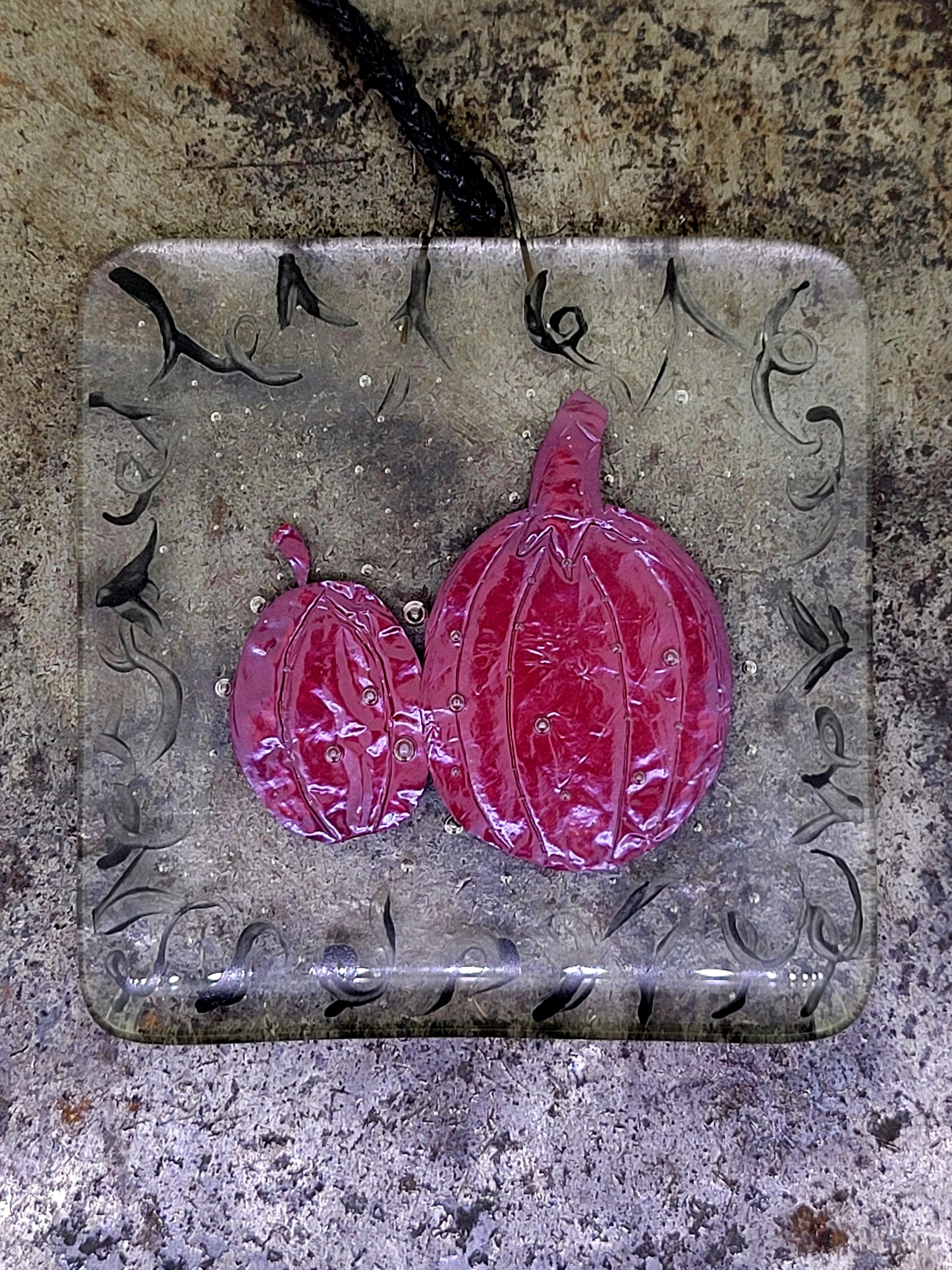 Fused Glass and Copper Pumpkin Hanging