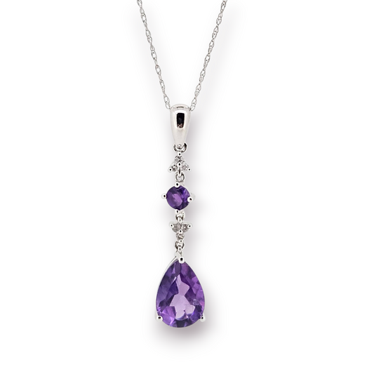 14k Amethyst and Diamond Necklace