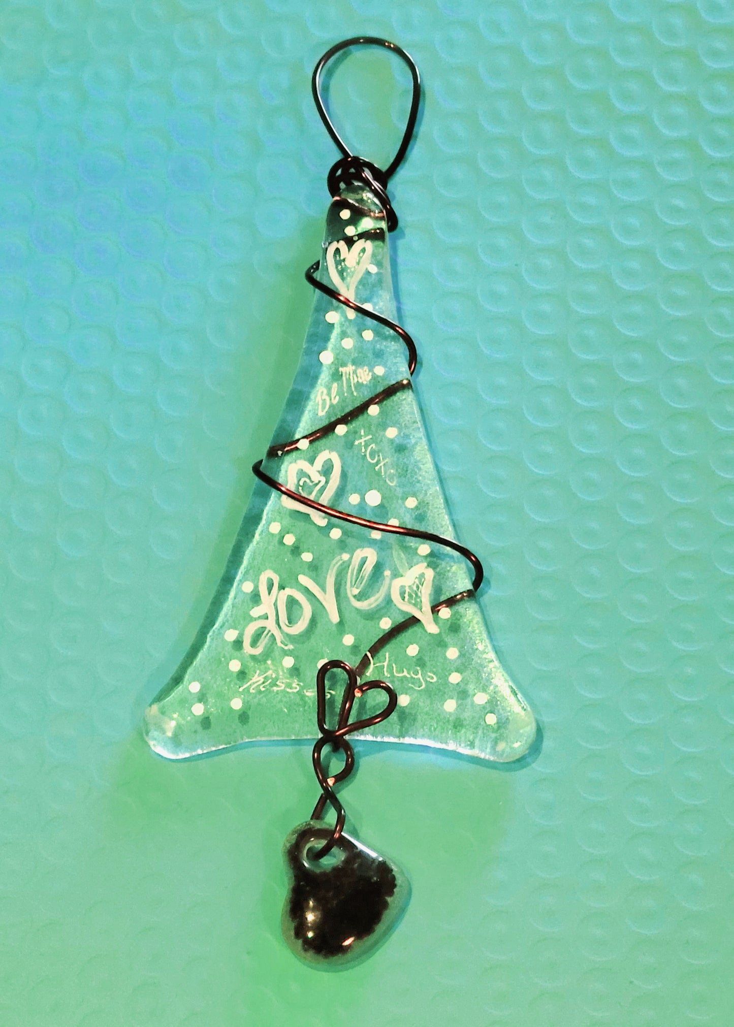 Handmade Hand Painted Fused Glass Suncatcher
