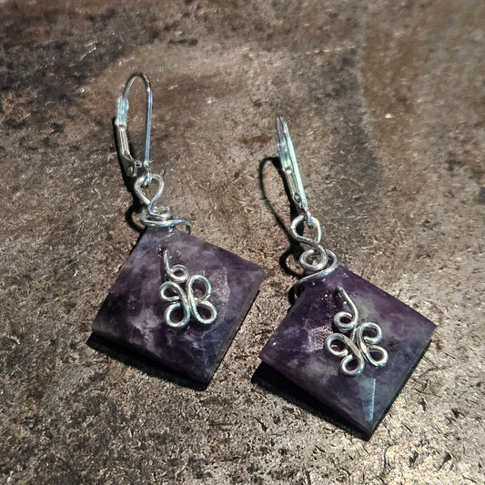 Handmade Sterling Silver Lepidolite Earrings