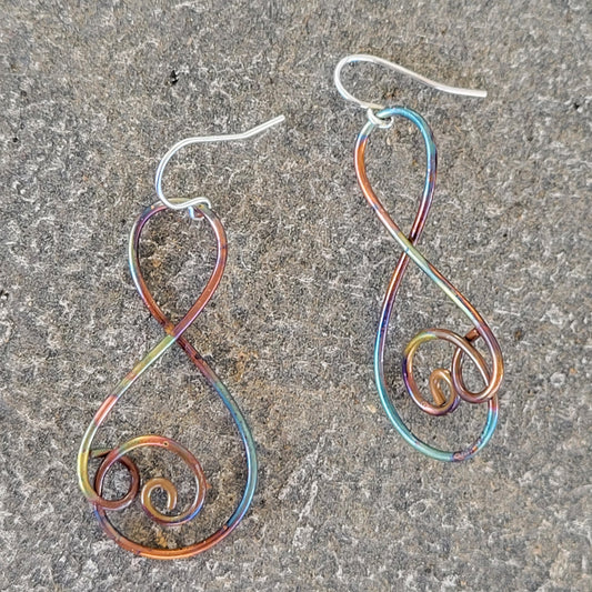 Handmade Flame Painted Copper Earrings