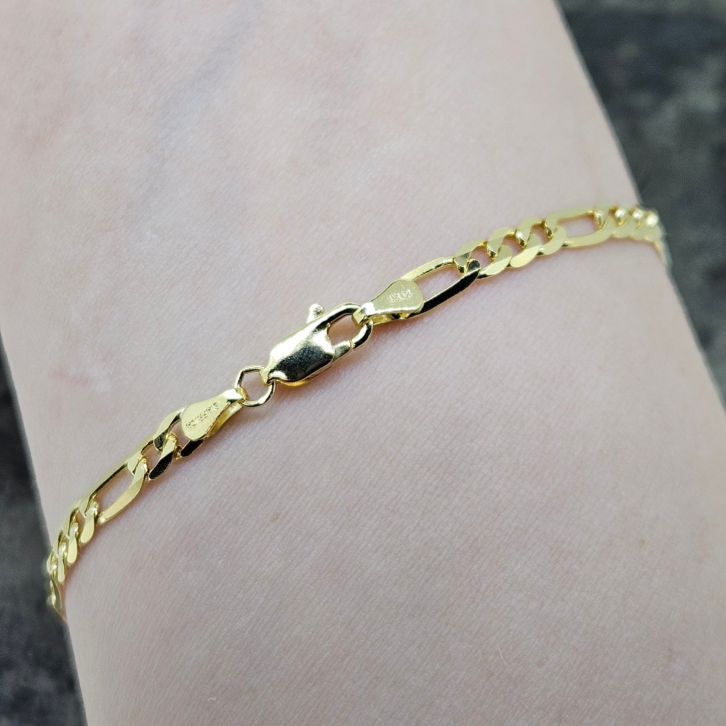 14k Figaro Bracelet 7"