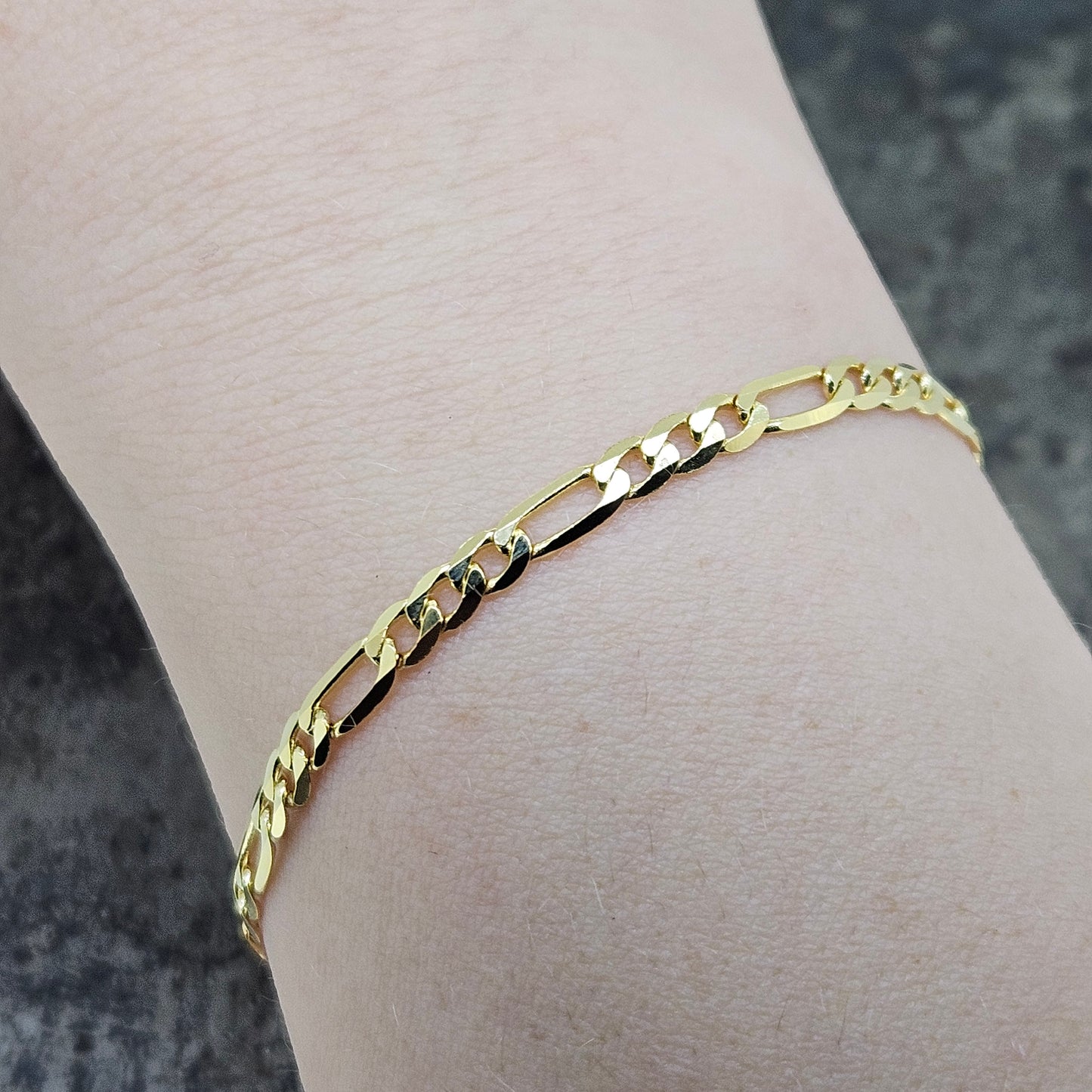 14k Figaro Bracelet 7"