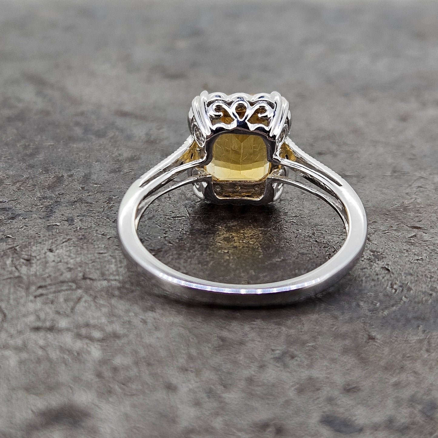 White Gold Citrine and Diamond ring