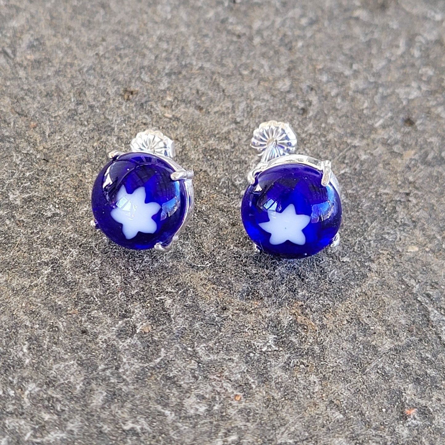 Blue Star Fused Glass Earrings