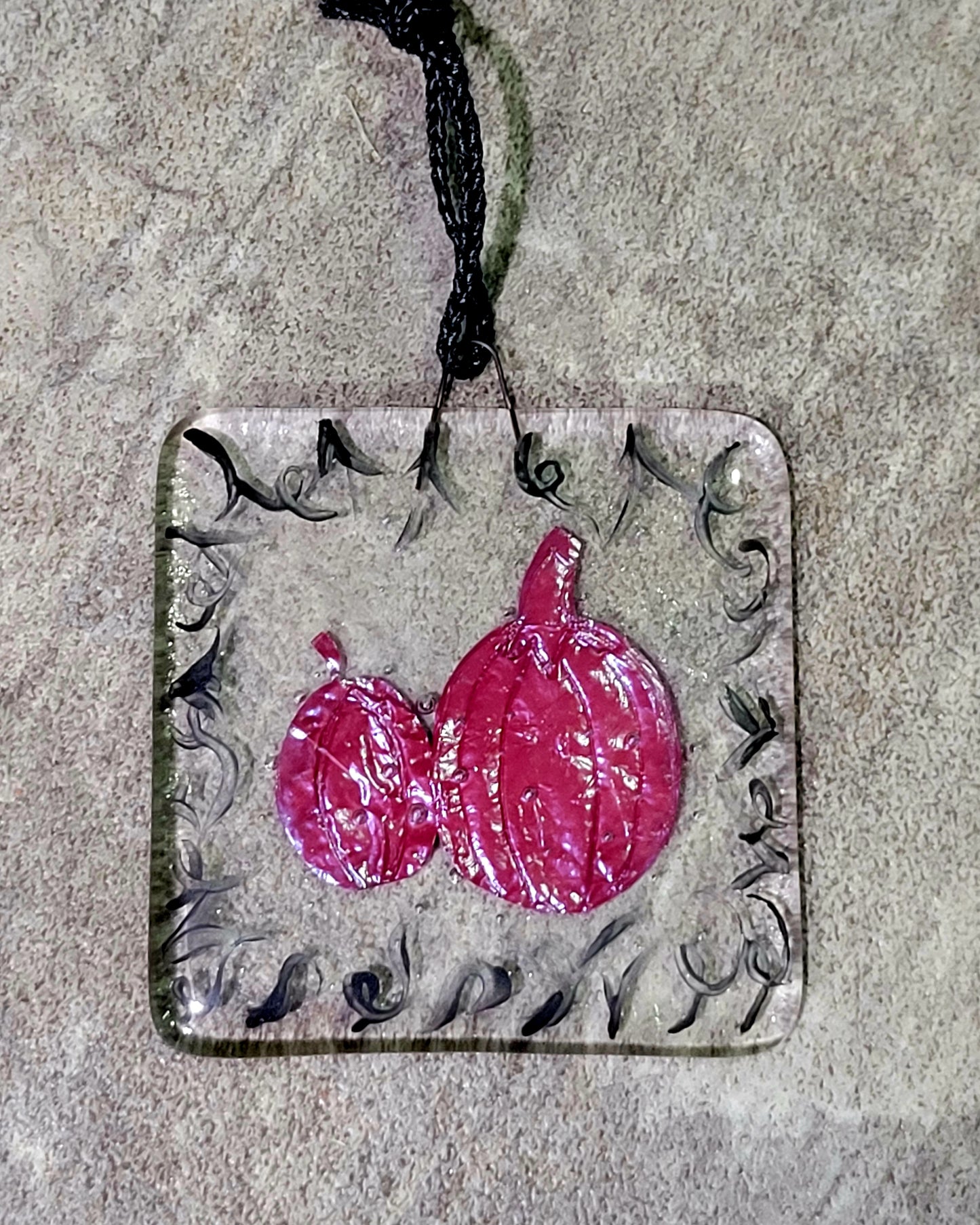 Fused Glass and Copper Pumpkin Hanging