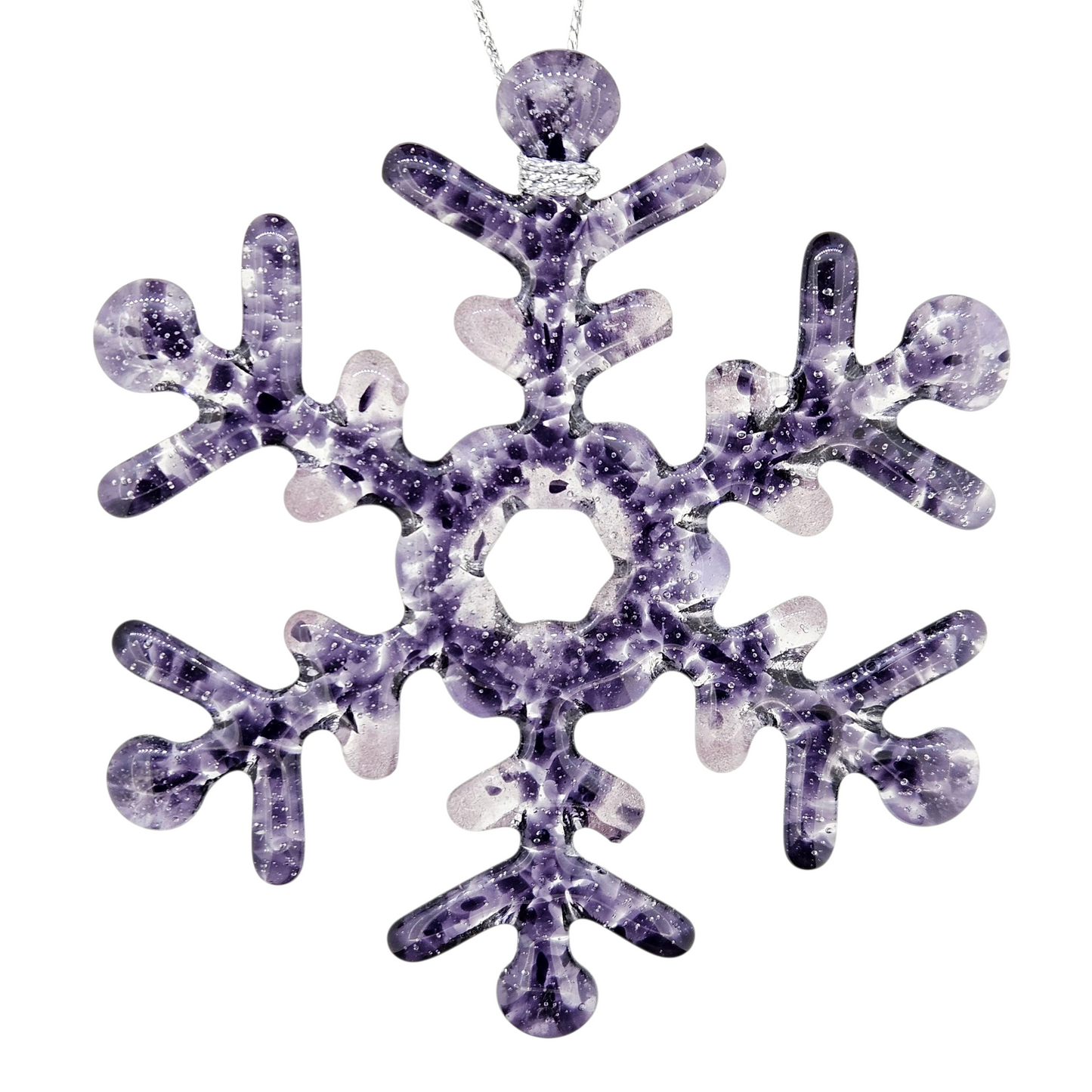 Purple Fused Glass Snowflake Ornament