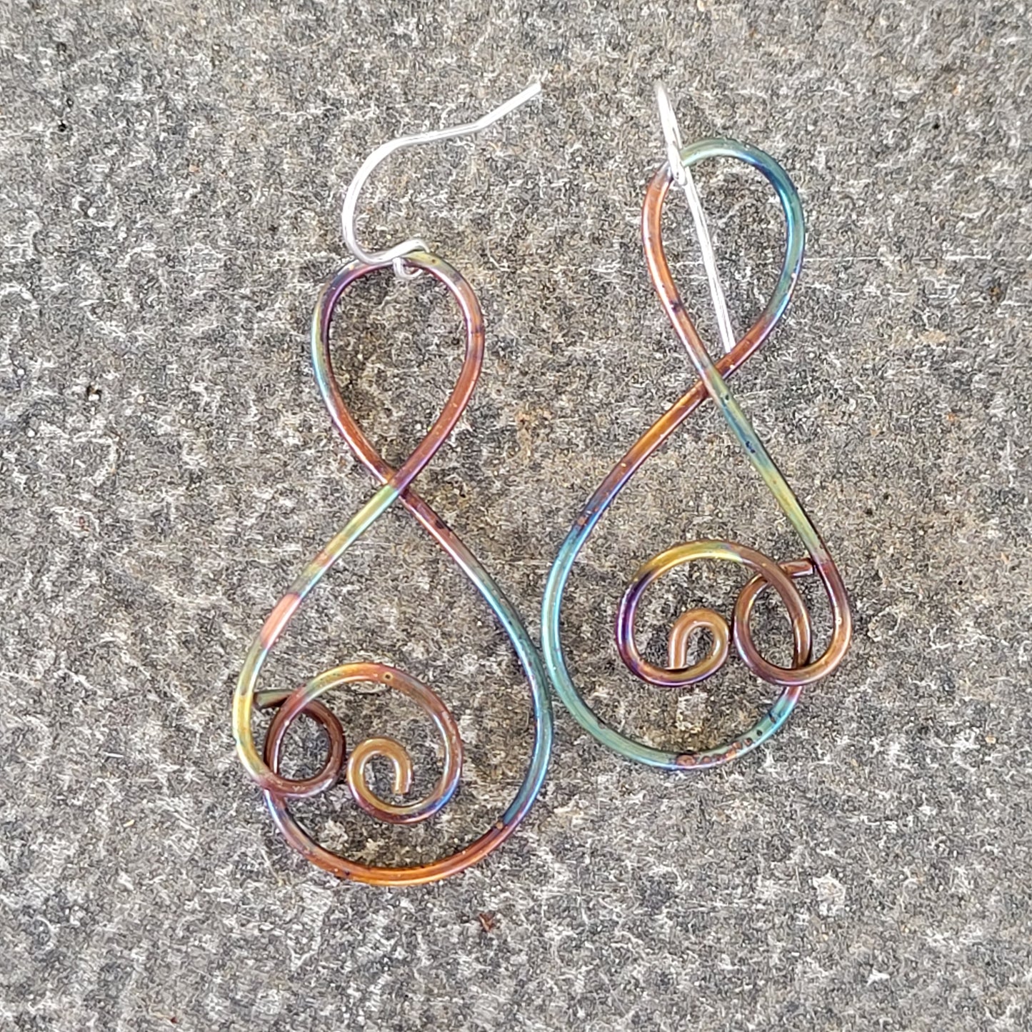 Handmade Flame Painted Copper Earrings