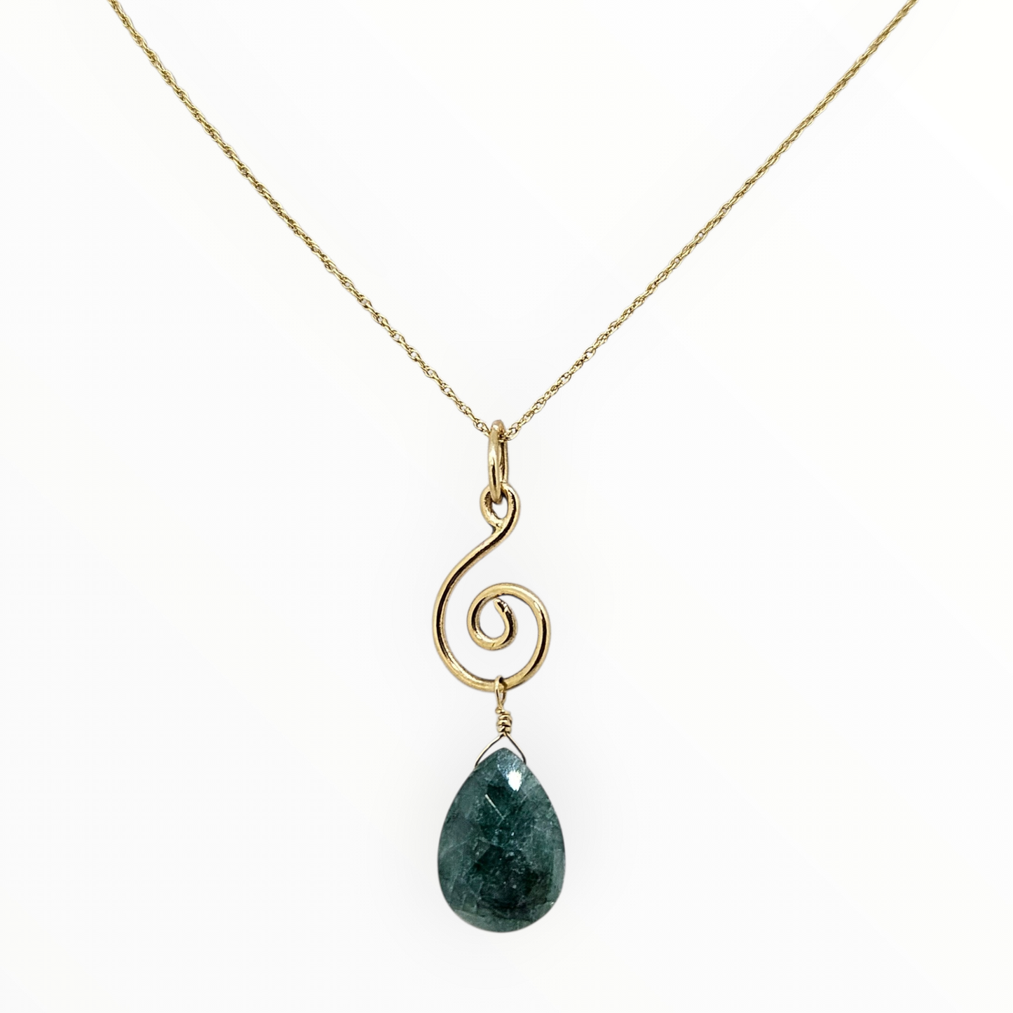 Handmade Emerald Briolette Pendant