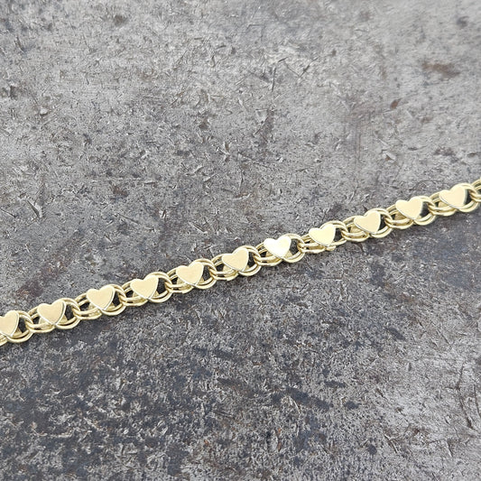10k 7" Heart Bracelet