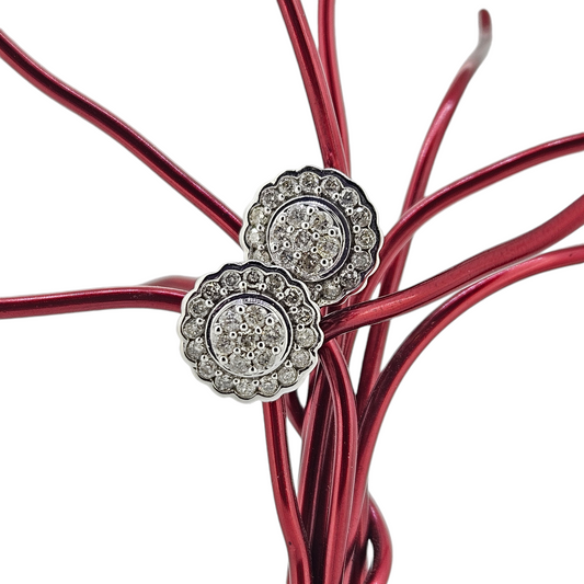 Natural Diamond Halo Stud Earrings