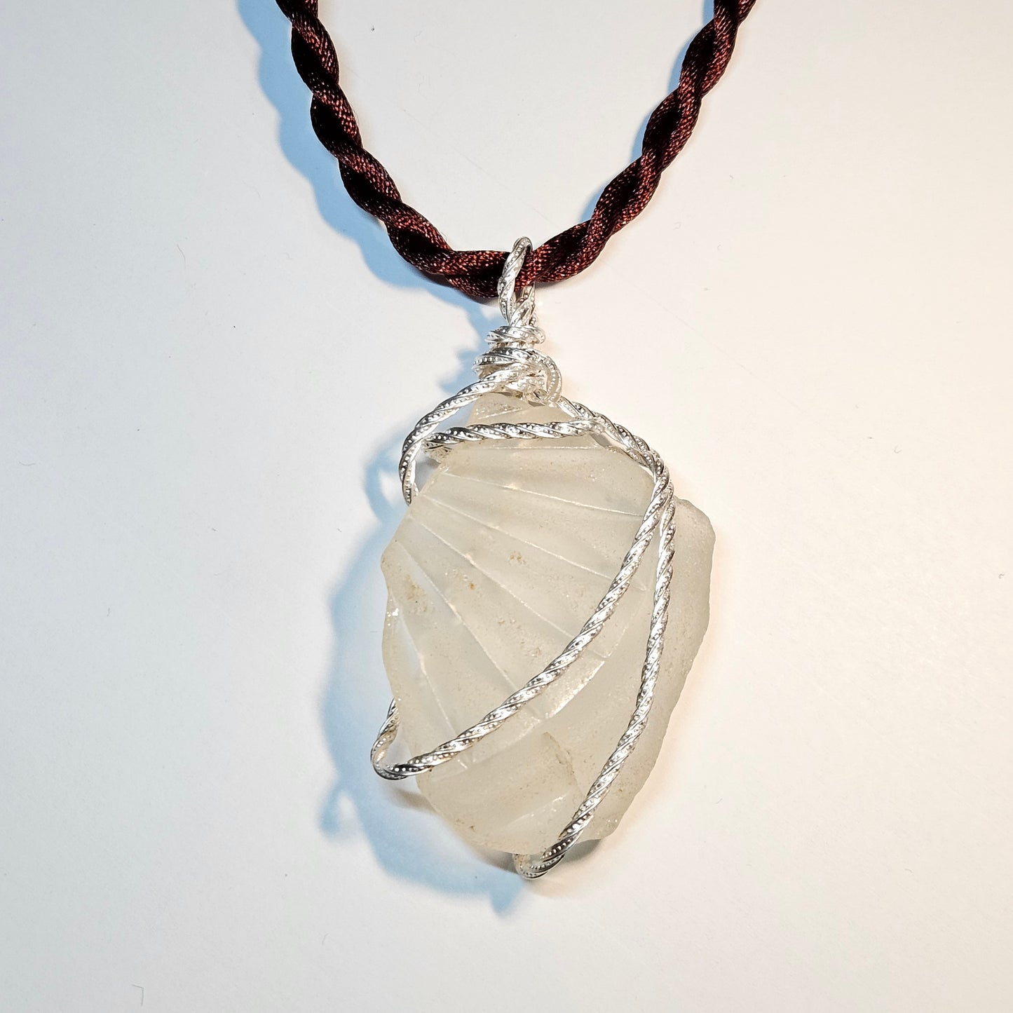 Large Genuine White Seaglass Necklace