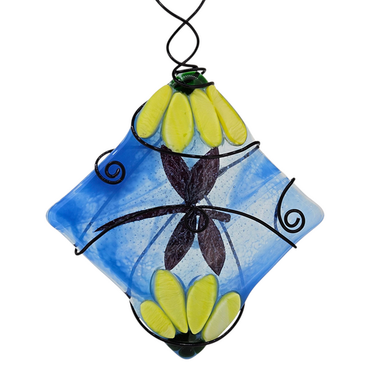 Fused Glass Dragonfly/Sunflower Suncatcher