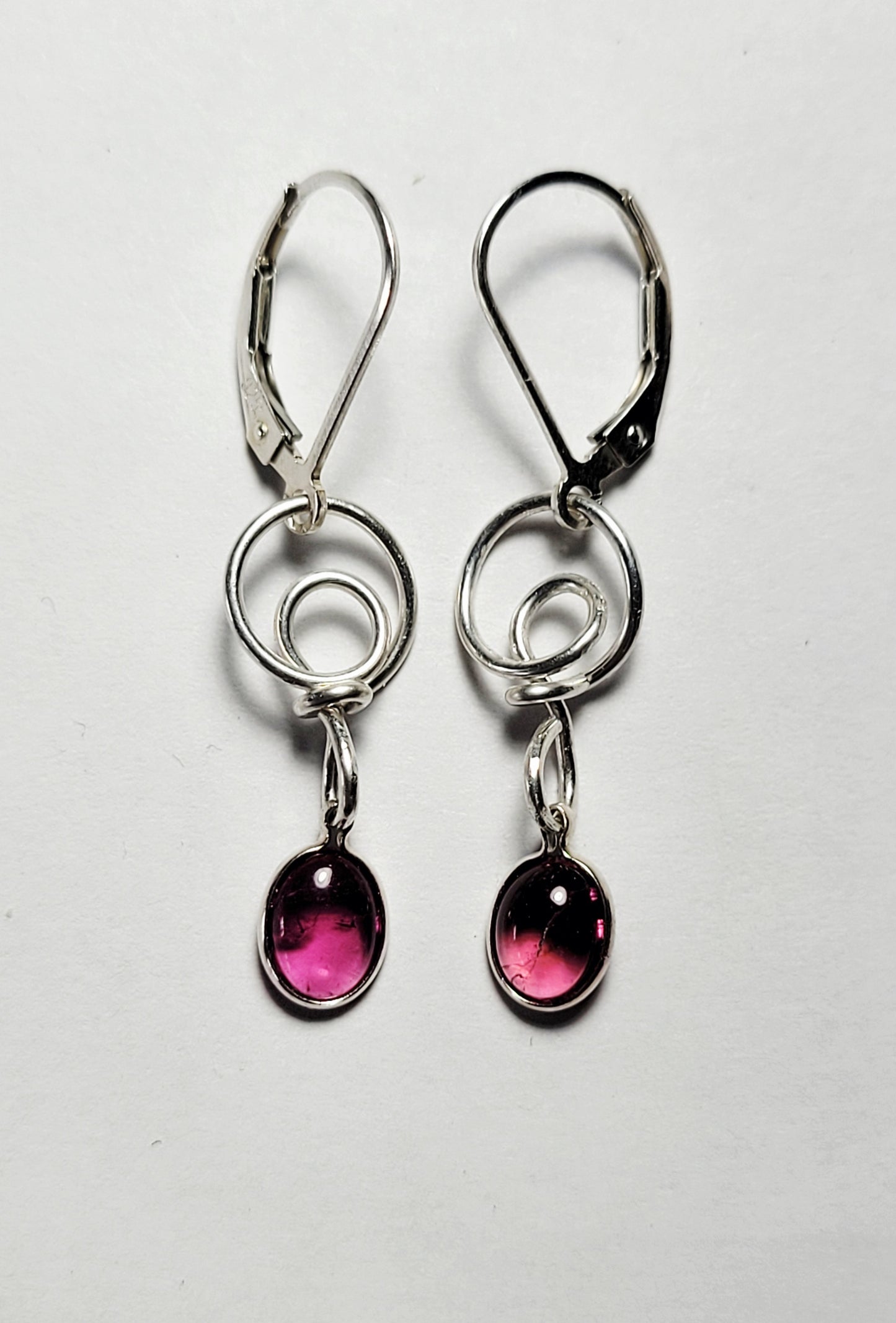 Handmade Sterling Pink Tourmaline Earrings