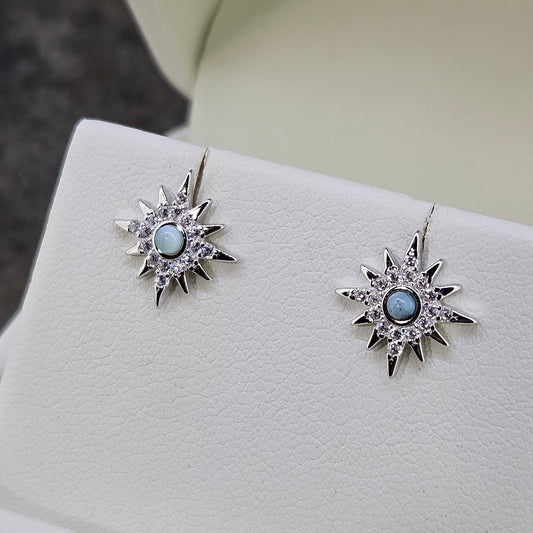 Sterling Larimar Star Earrings