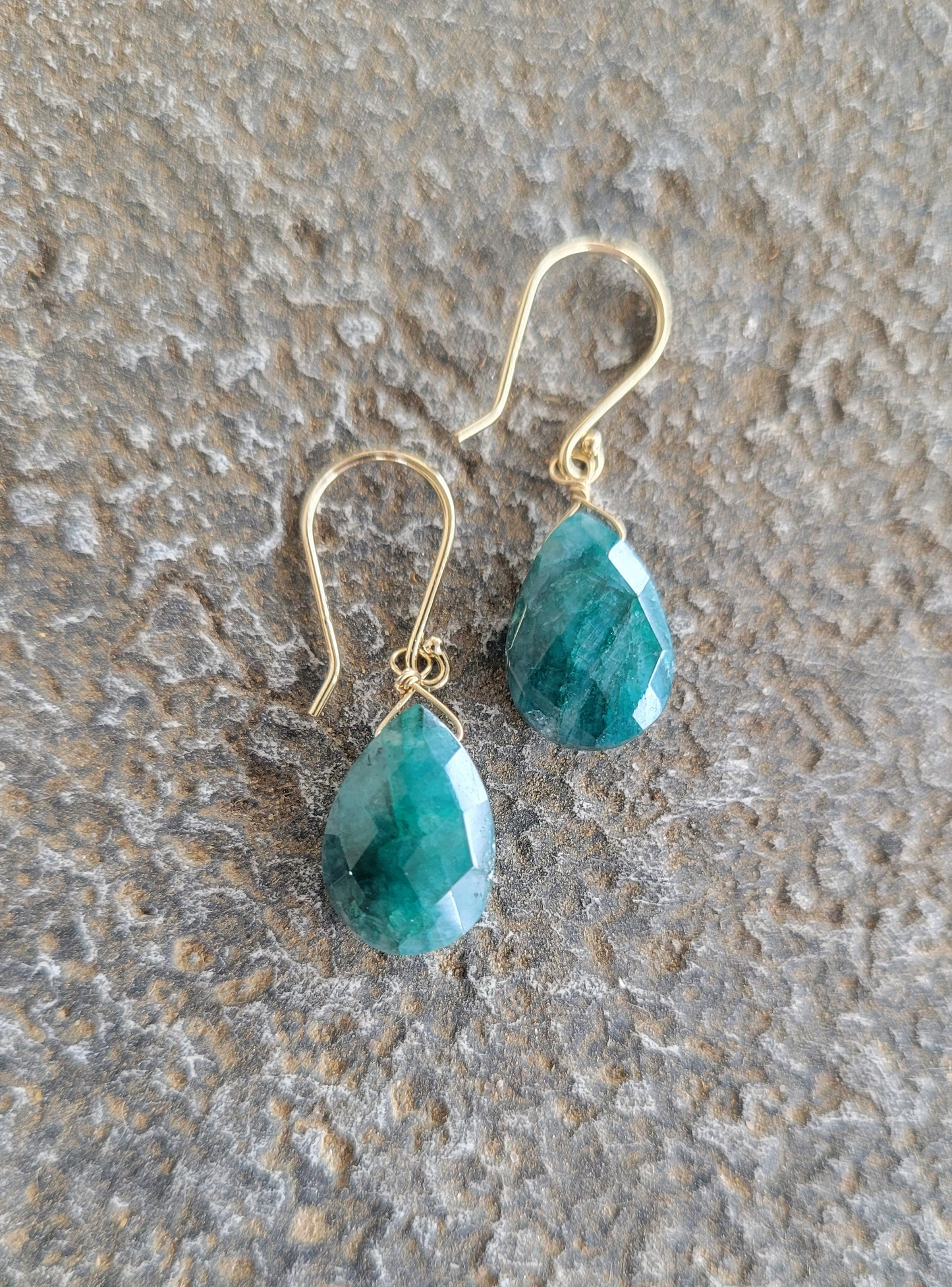 Handmade Emerald Briolette Earrings