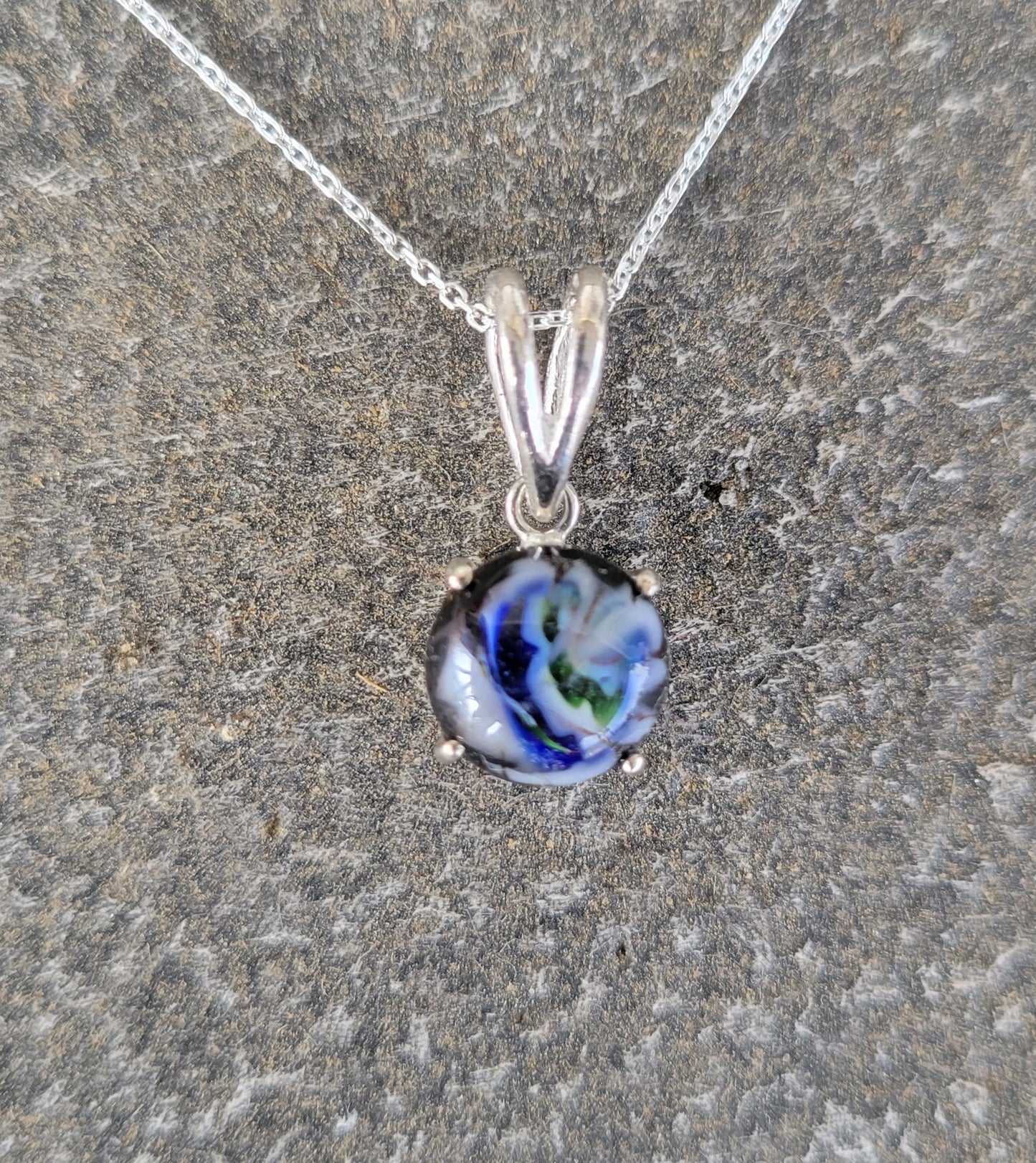Fused Glass Blue Pendant