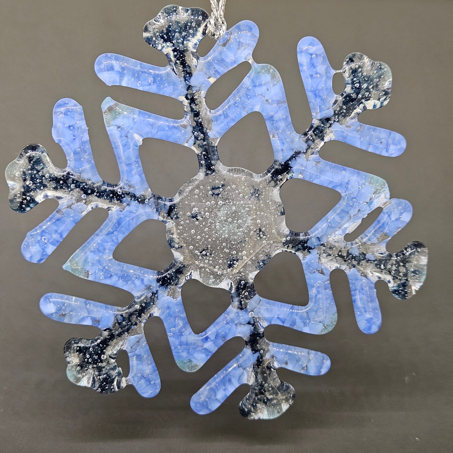 Blue Fused Glass Snowflake Ornament