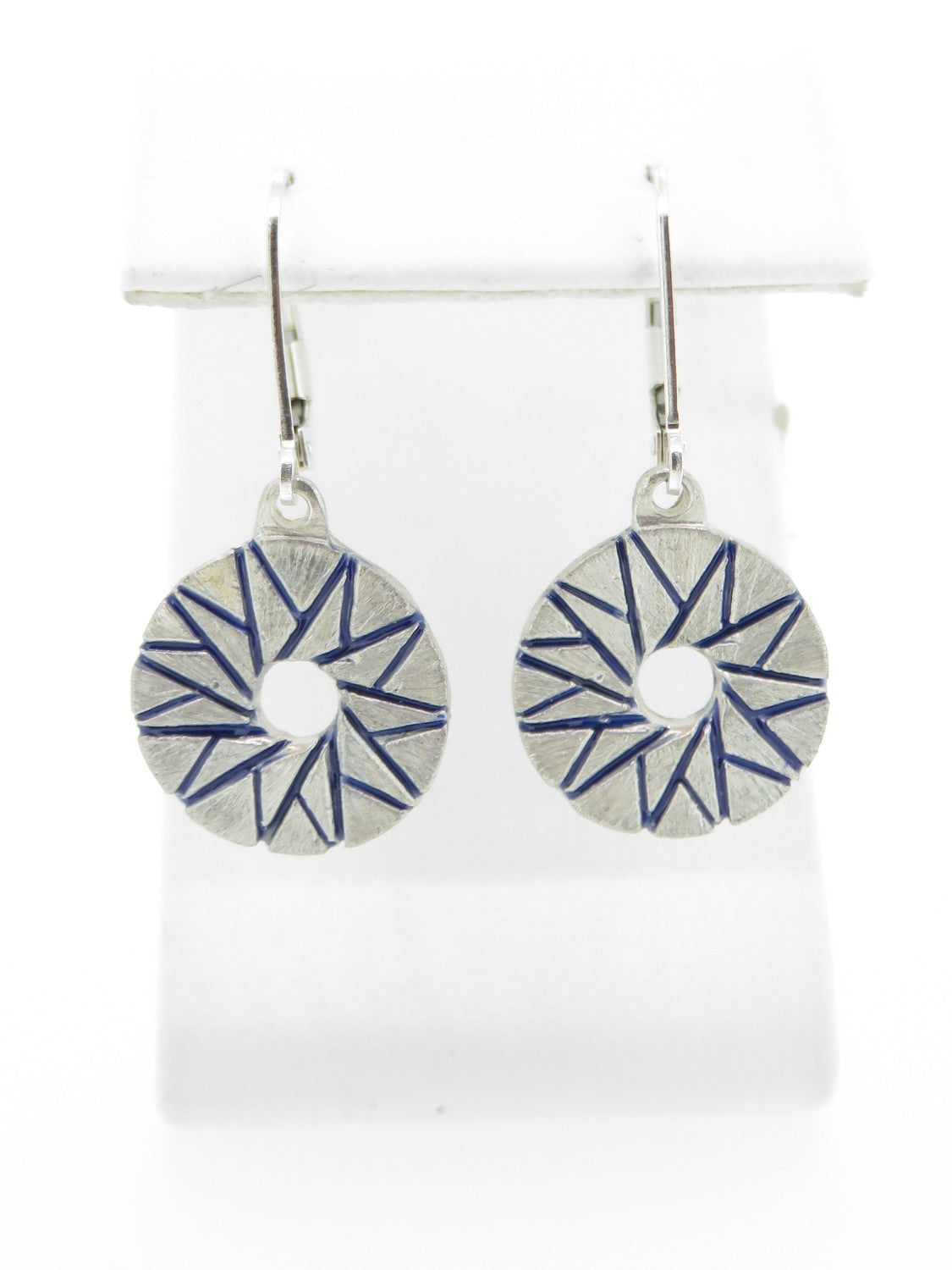 Star Millstone Earrings with Blue
